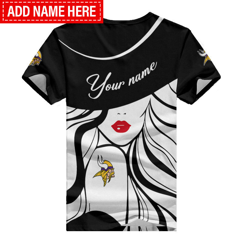 Minnesota Vikings Personalized Summer V-neck Women T-shirt 152