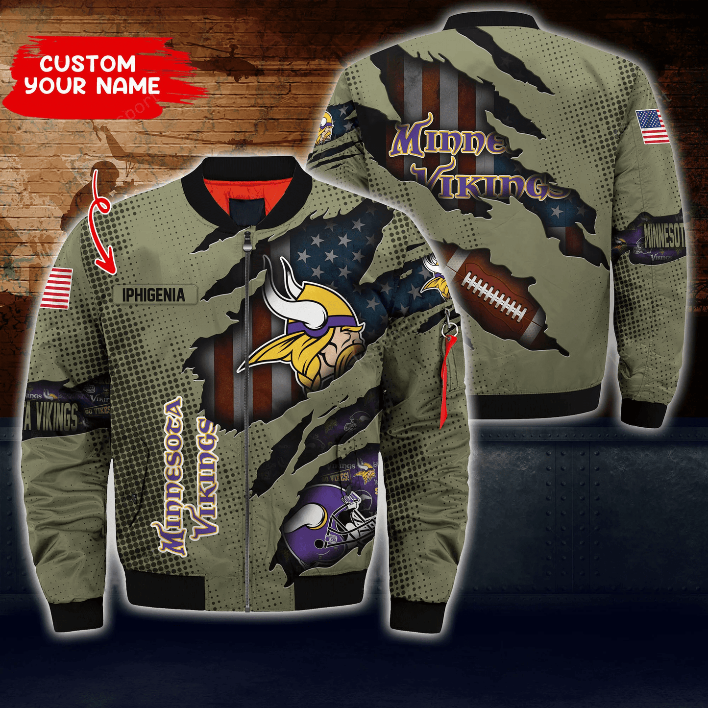 Minnesota Vikings Personalized Thick Bomber Jacket CS59