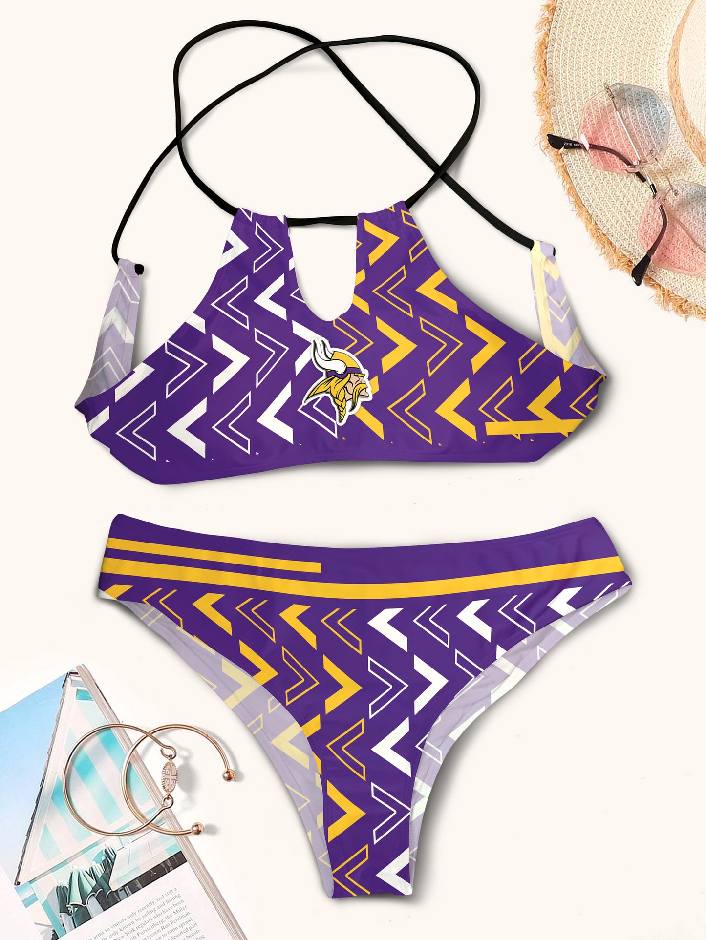 Minnesota Vikings Women’s Cami Keyhole One-piece Swimsuit BG30