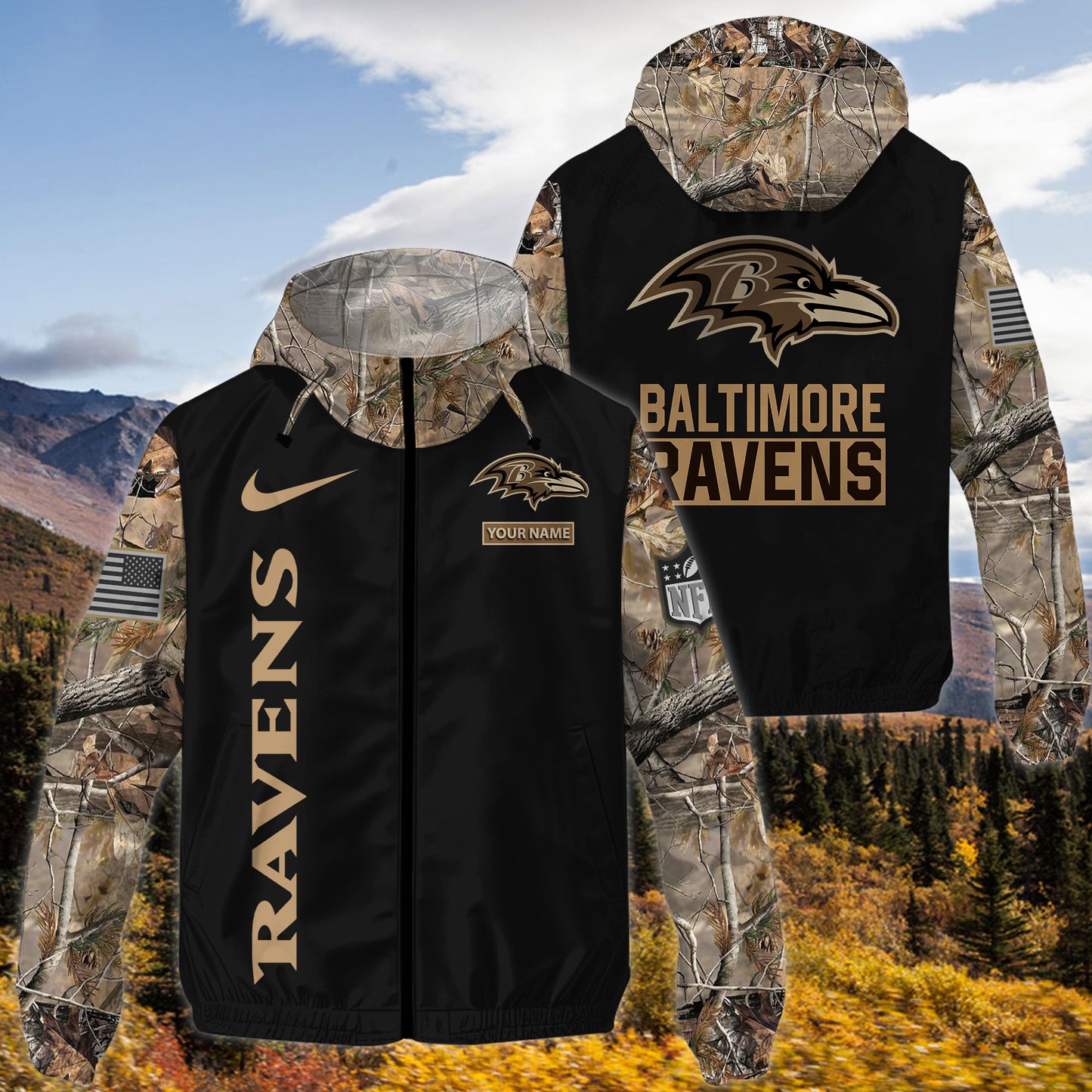Baltimore Ravens Personalized Hunting Outdoor Jacket AZBTOJ000113