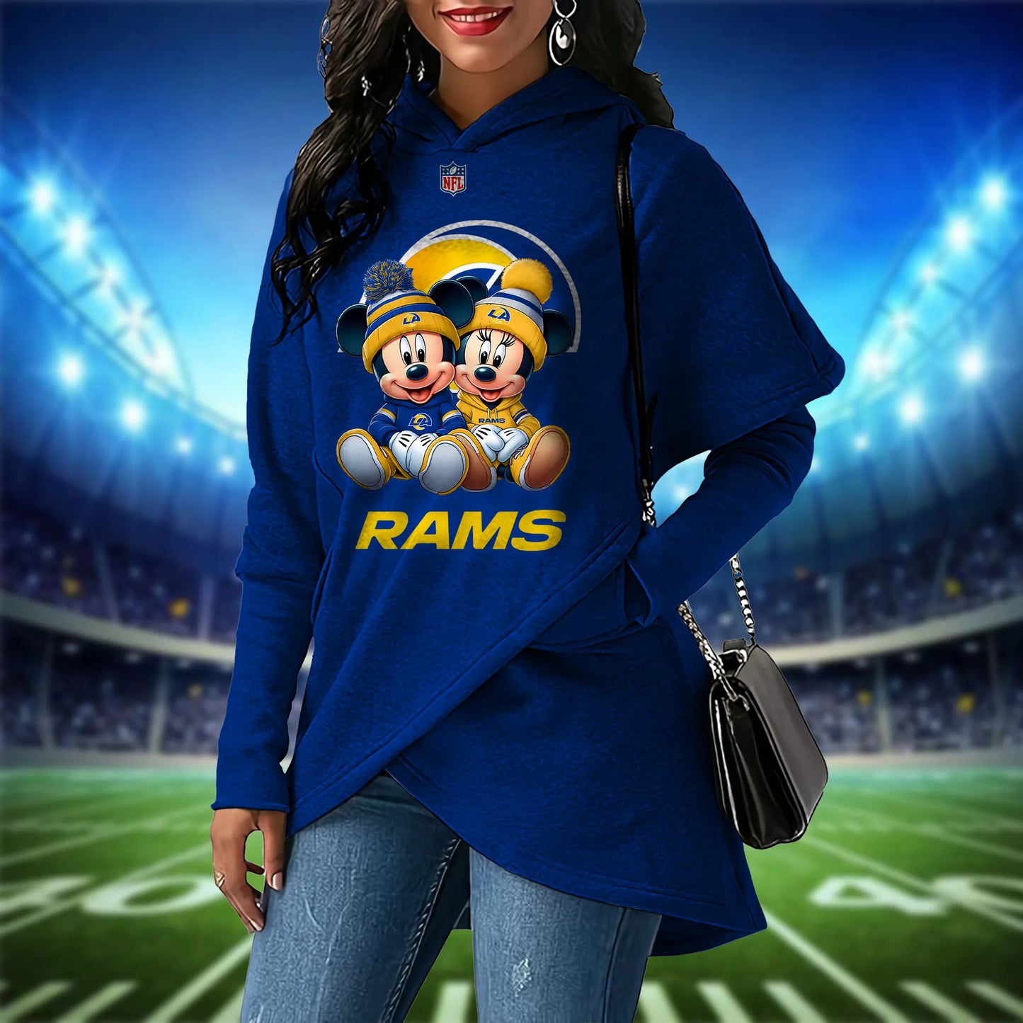 Los Angeles Rams Mickey Limited Edition Women Irregular Hoodie AZBTWMHD000011