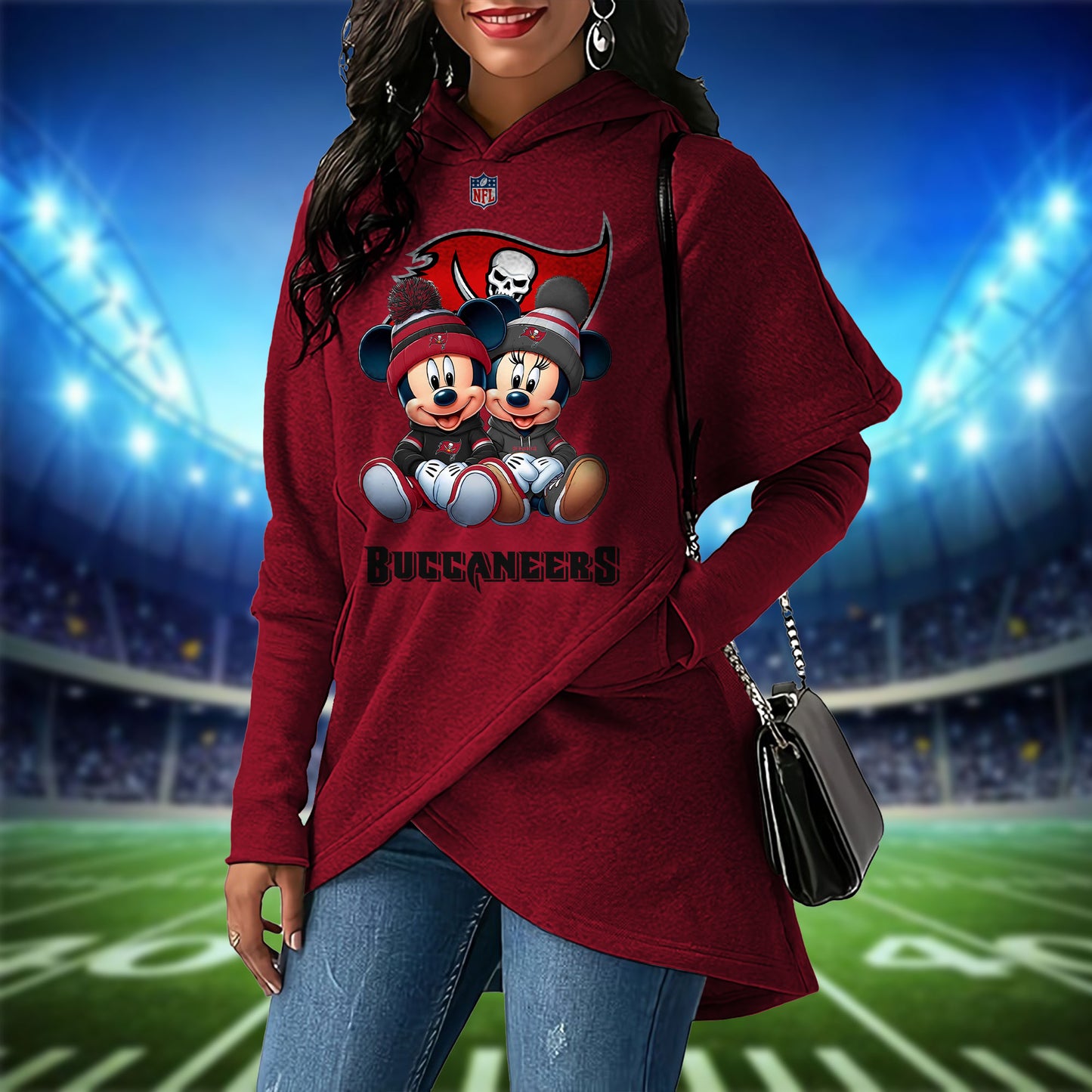 Tampa Bay Buccaneers Mickey Limited Edition Women Irregular Hoodie AZBTWMHD000031