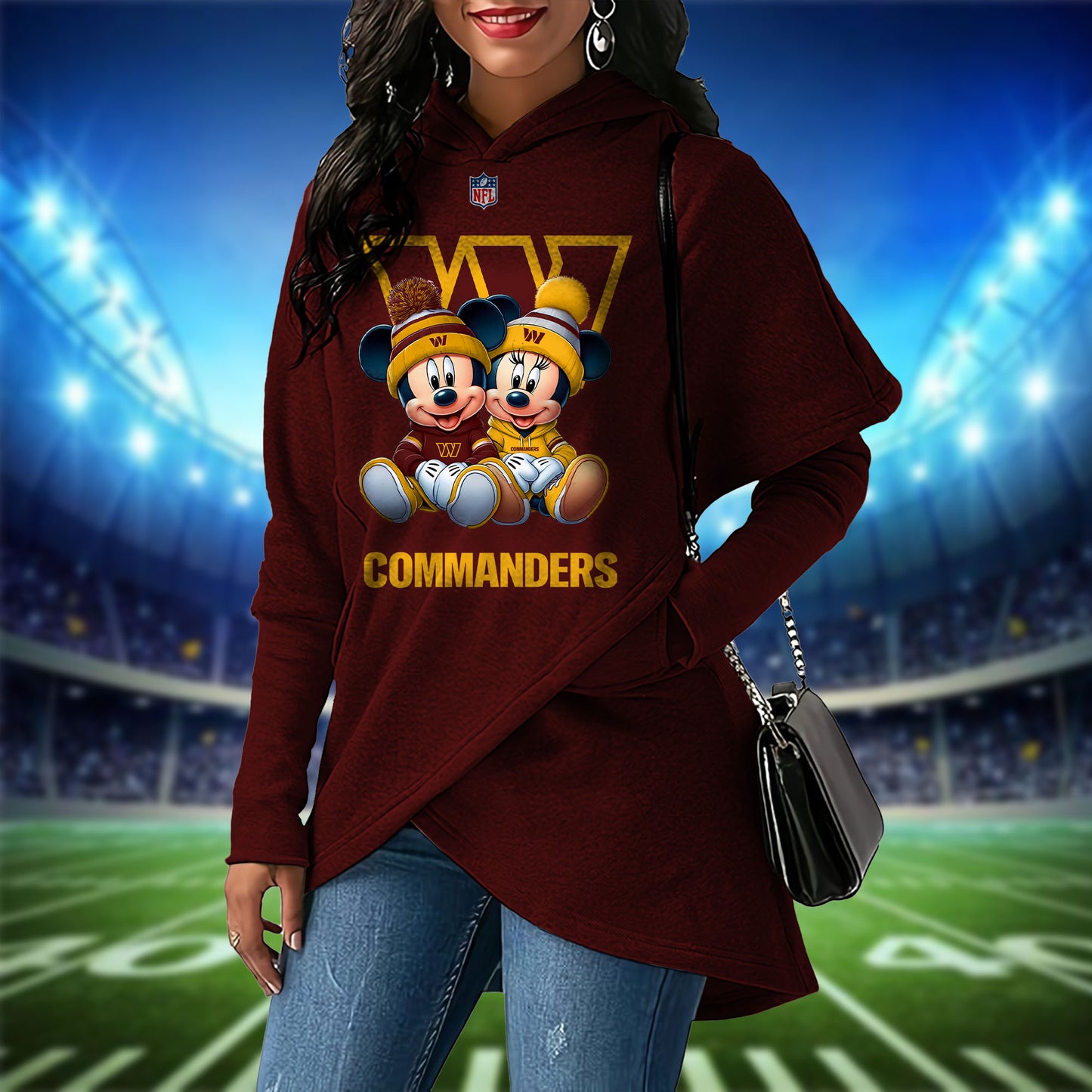 Washington Commanders Mickey Limited Edition Women Irregular Hoodie AZBTWMHD000001