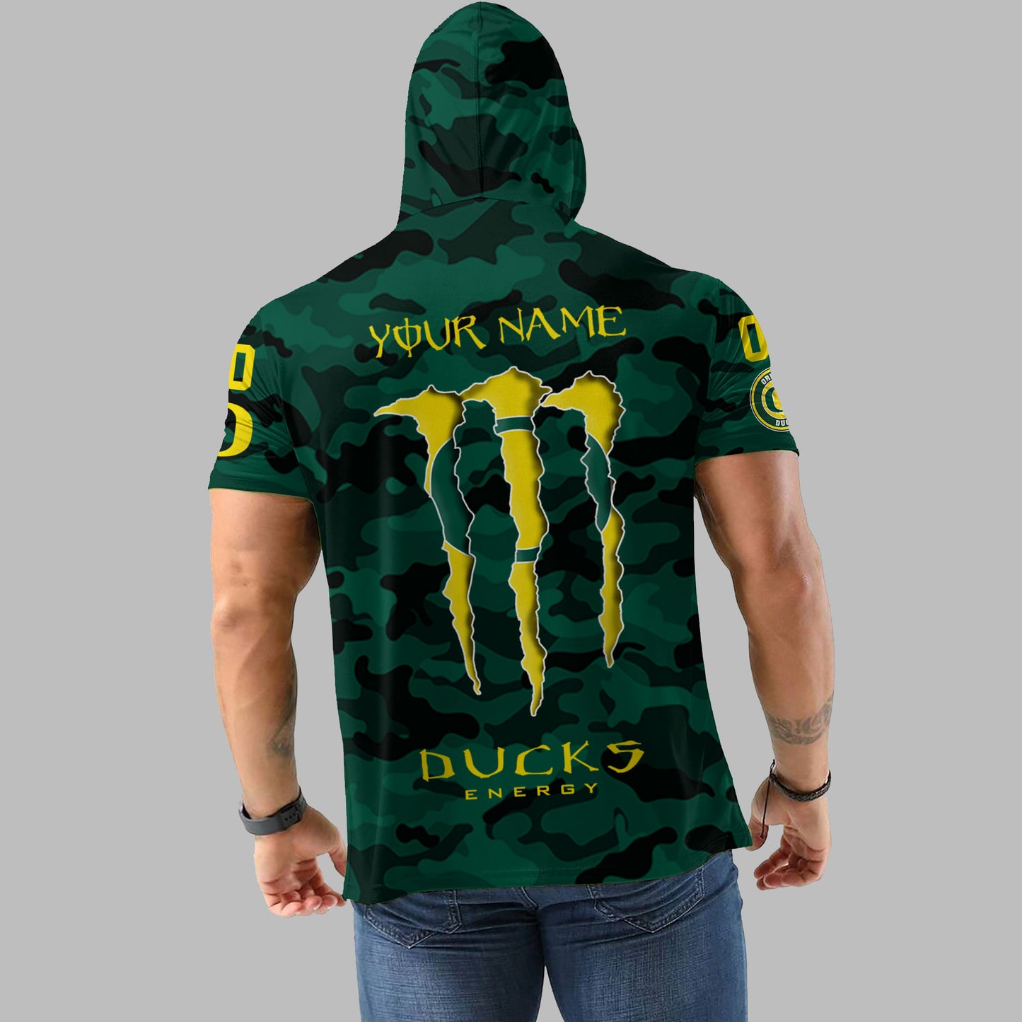 Oregon Ducks Personalized Camo Short Sleeve Hoodie AZBTSSHD000002