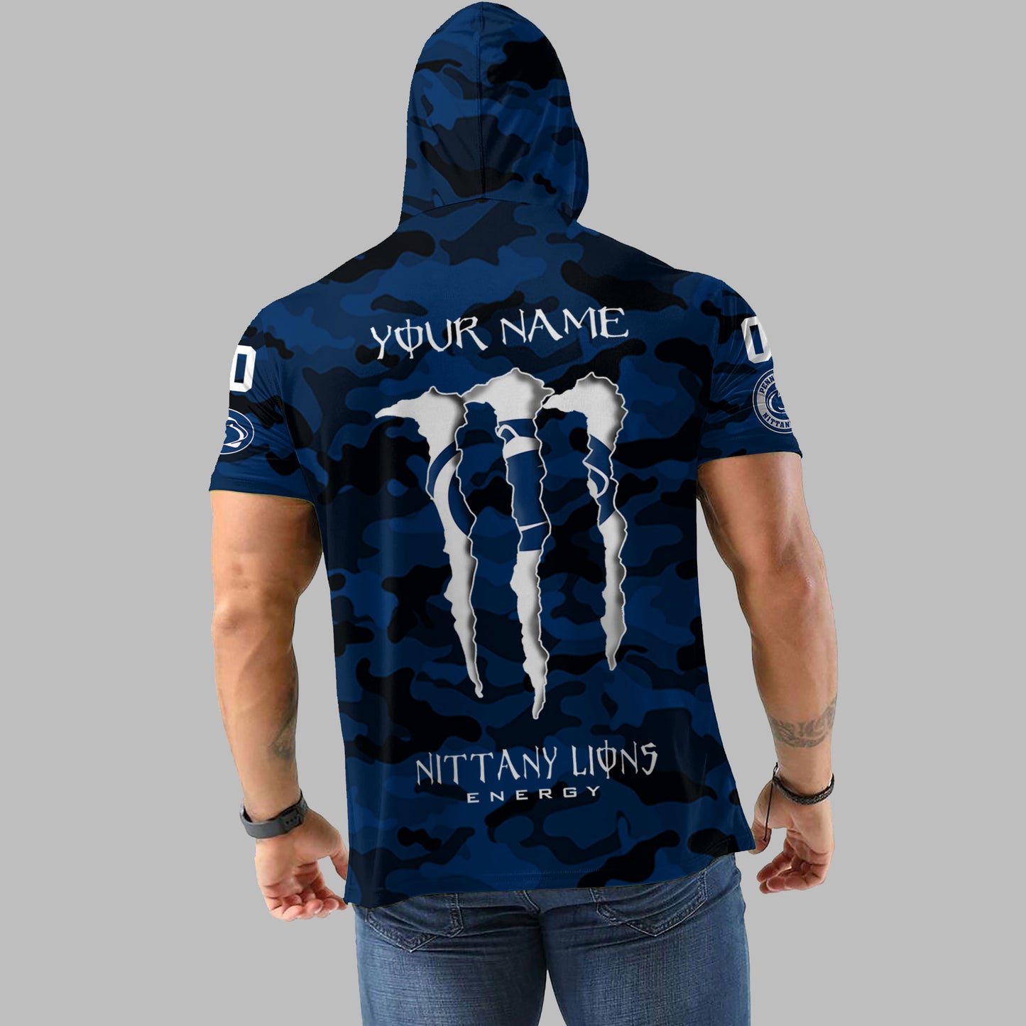 Penn State Nittany Lions Personalized Camo Short Sleeve Hoodie AZBTSSHD000003