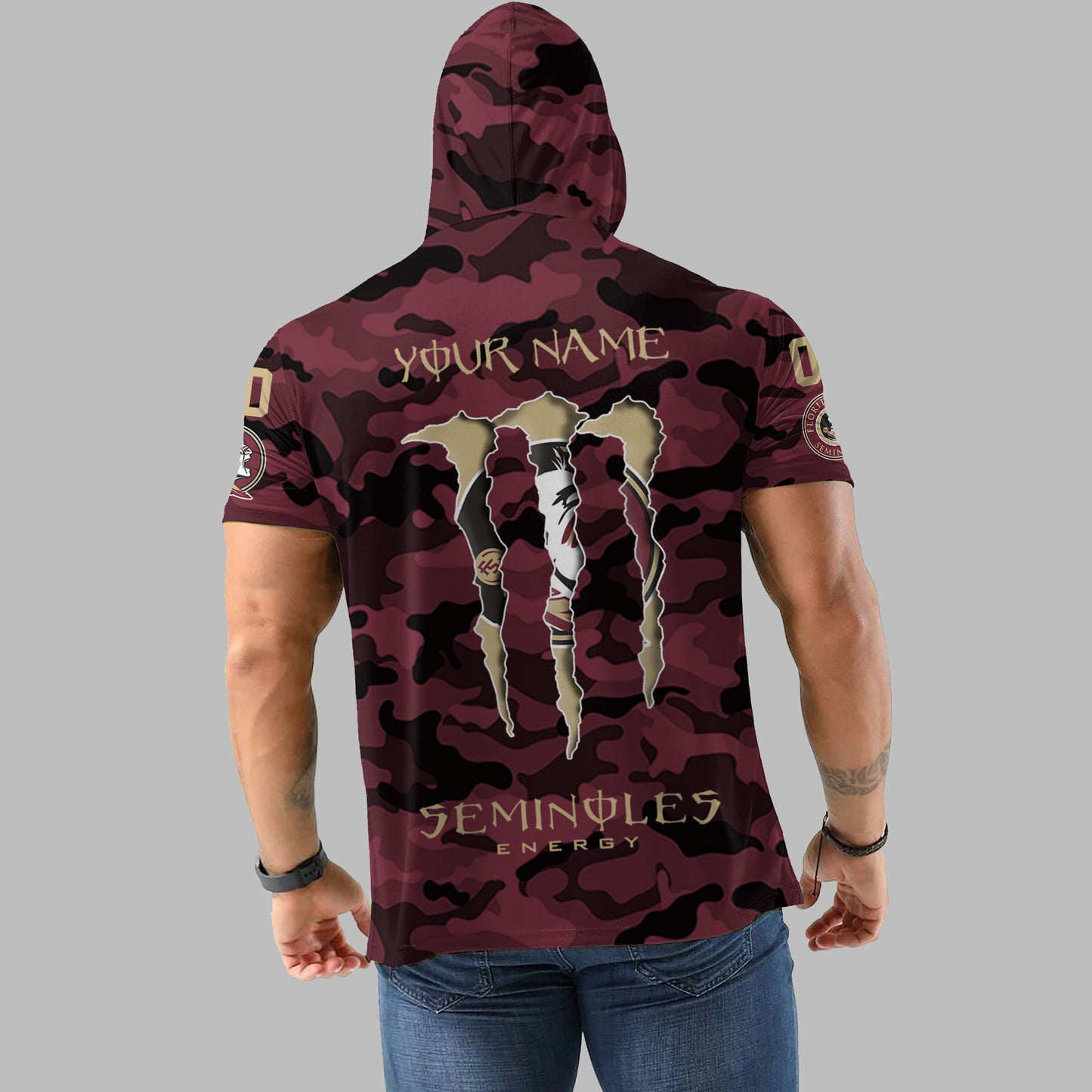 Florida State Seminoles Personalized Camo Short Sleeve Hoodie AZBTSSHD000017