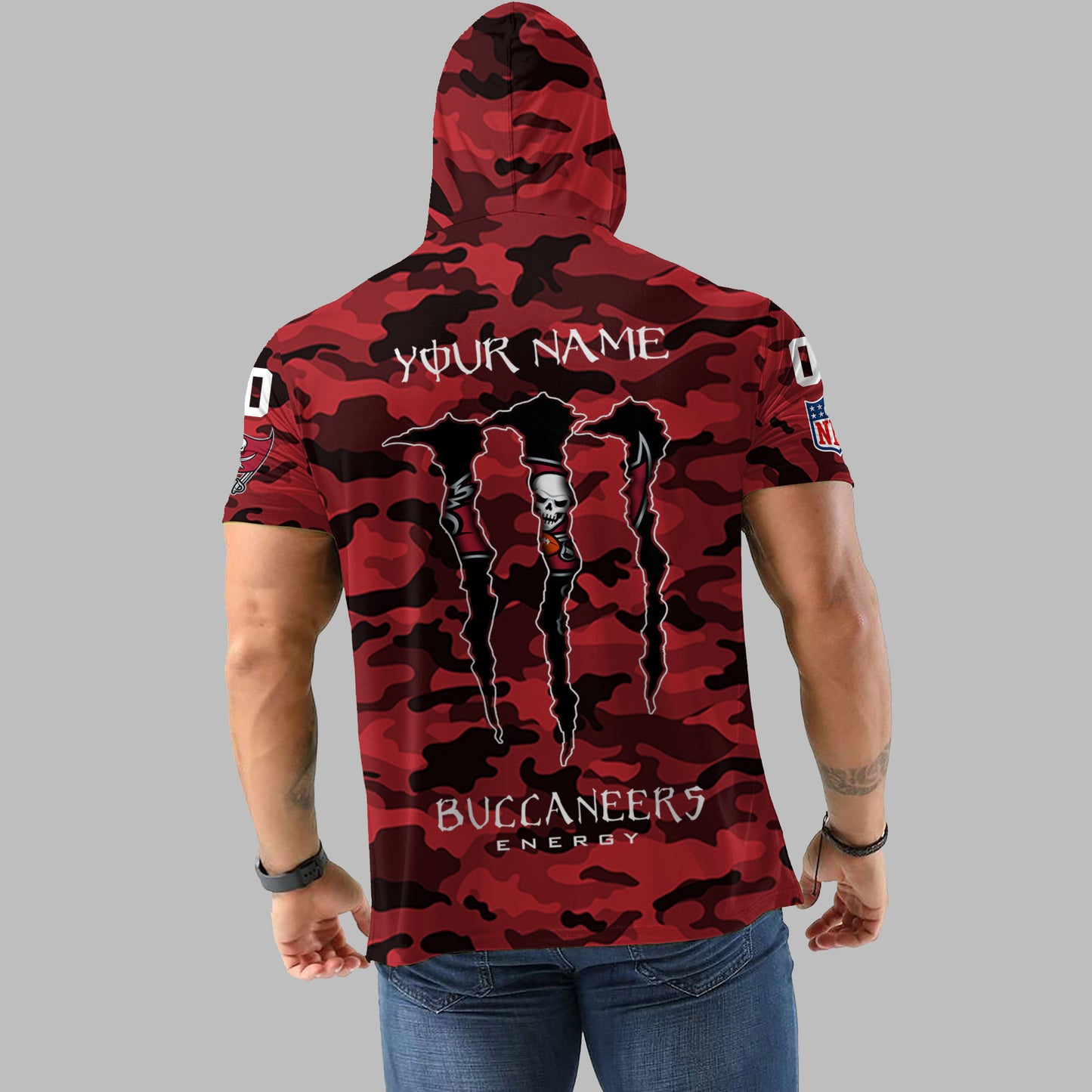 Tampa Bay Buccaneers Personalized Camo Short Sleeve Hoodie AZBTSSHD000041