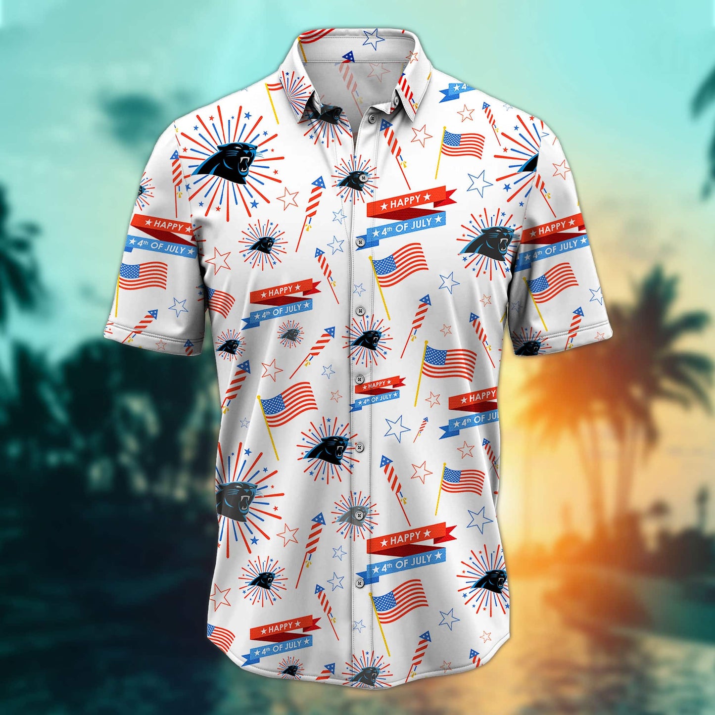 Carolina Panthers – Happy 4th Of July Button Shirt BB890