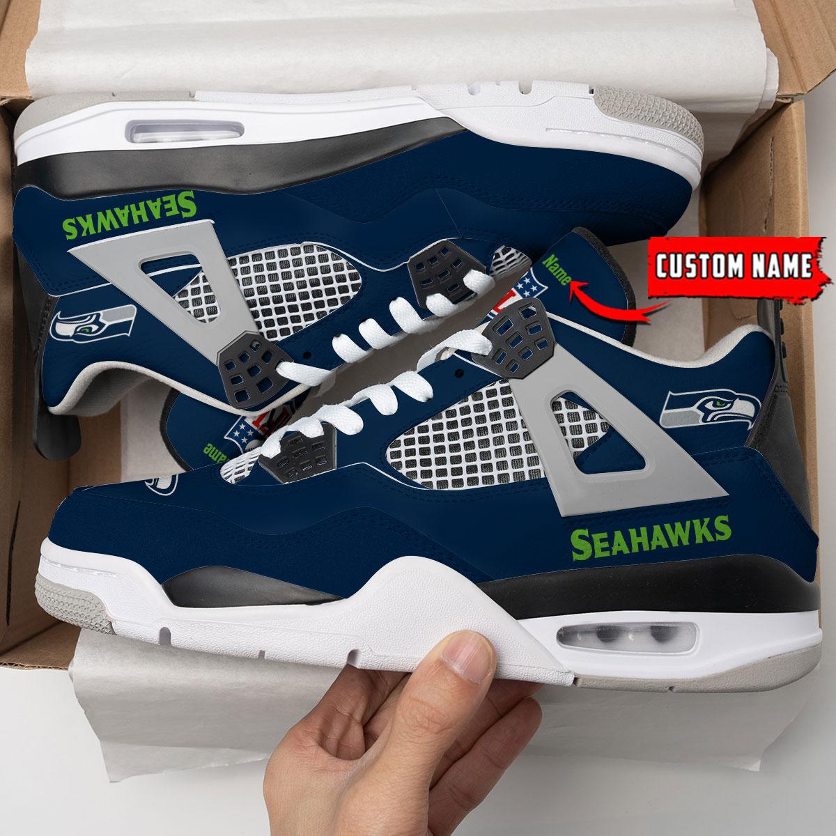 Seattle Seahawks Personalized AJ4 Sneaker BG322