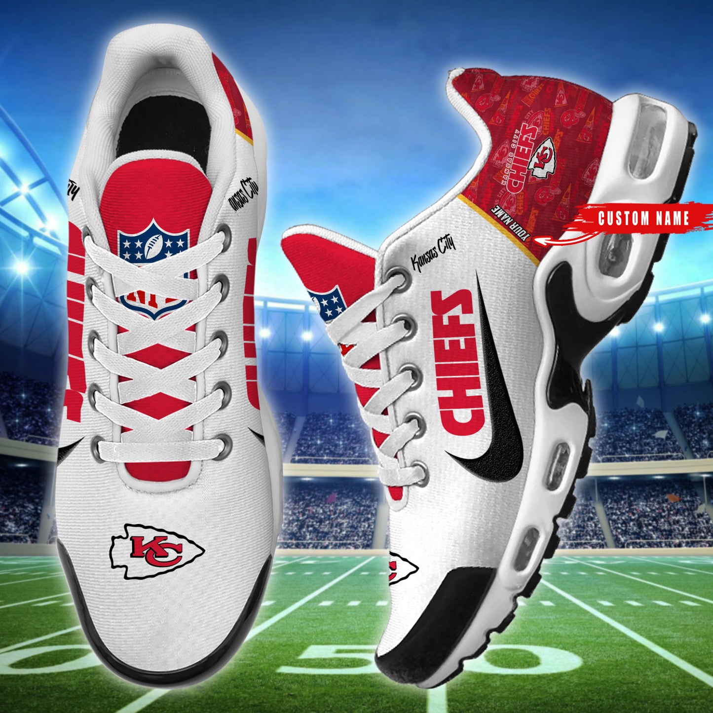 Kansas City Chiefs New Personalized T-N Youth SneakersAZBTTNS000154