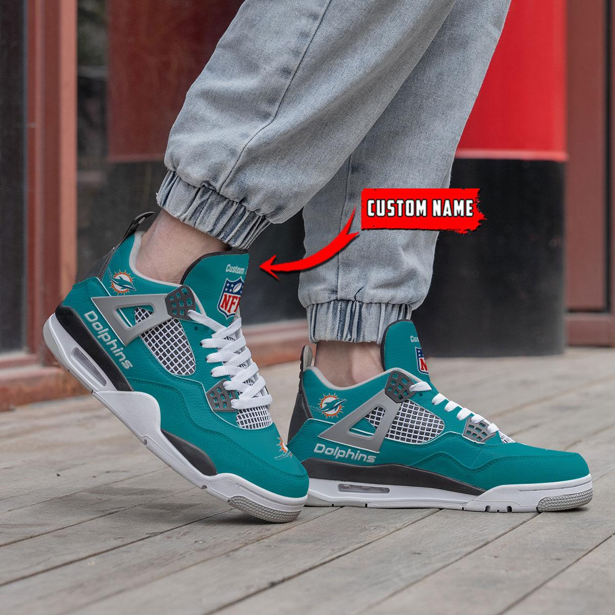 Miami Dolphins Personalized AJ4 Sneaker BG337