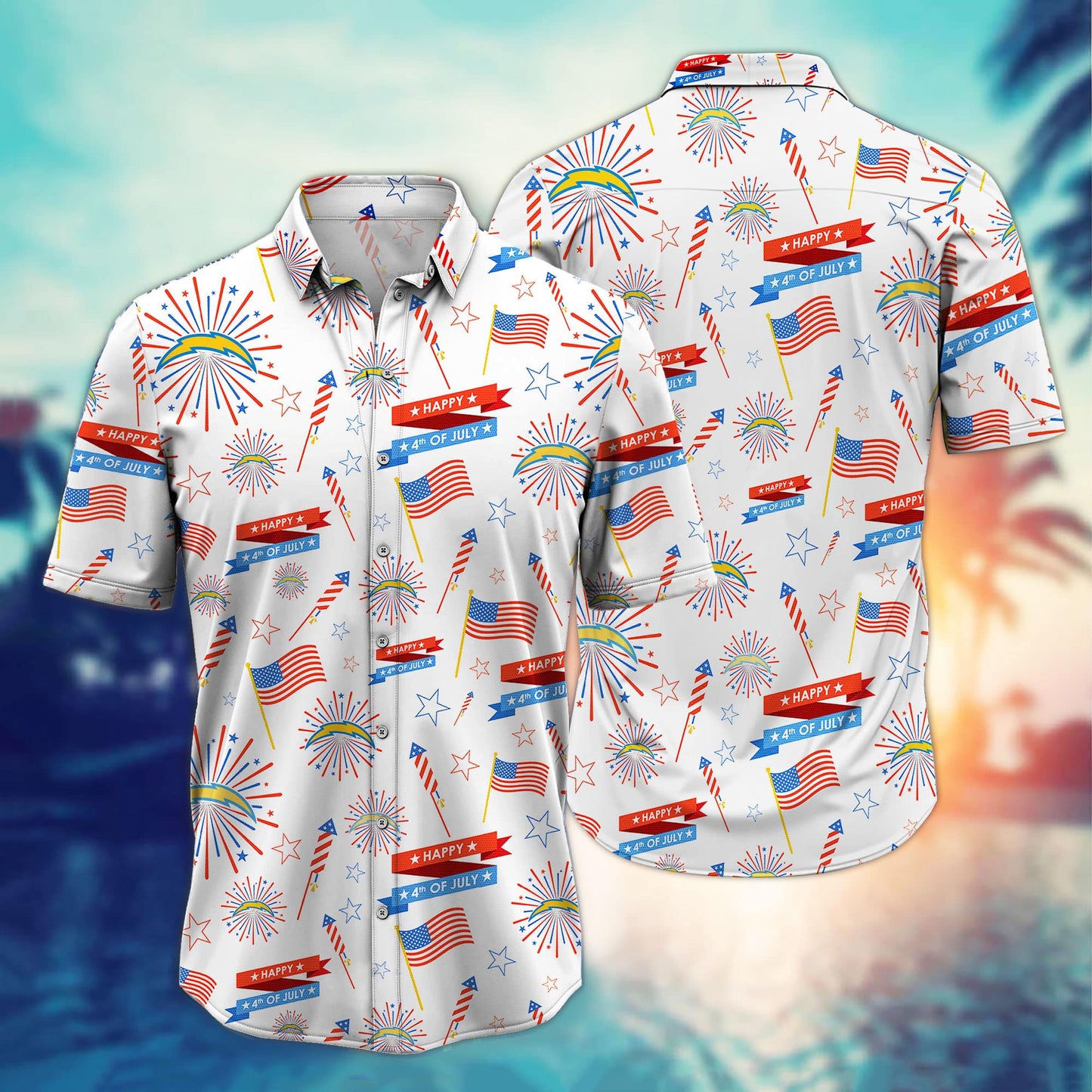 Los Angeles Chargers – Happy 4th Of July Button Shirt BB903