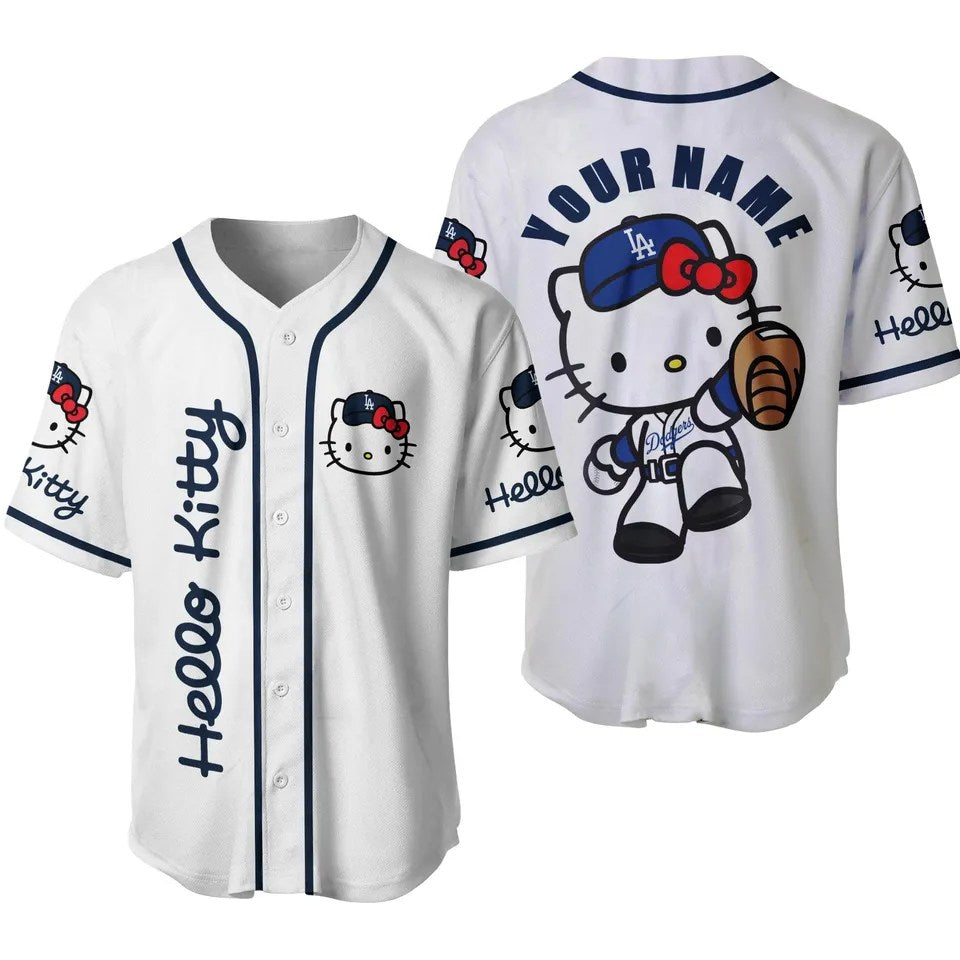 Hello Kitty-Los Angeles Dodgers Custom Name Shirt Baseball Jersey AZCBJS379