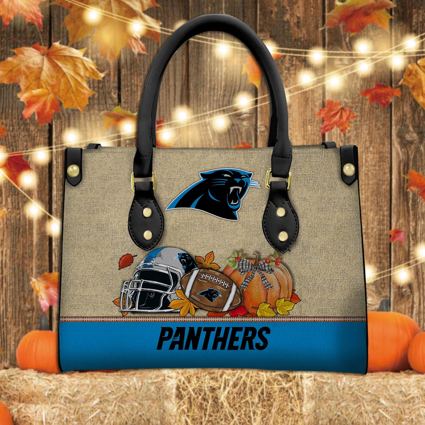 Carolina Panthers Personalized Leather Hand Bag AZBTLHB000019
