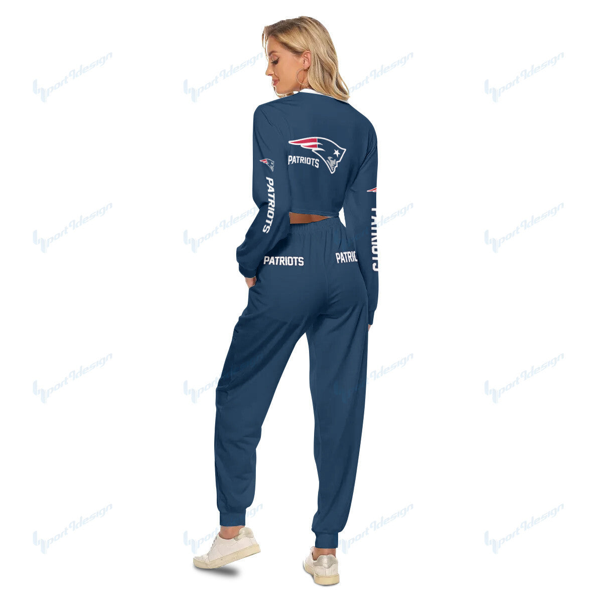 New England Patriots Crop Sweatshirt Suit 5