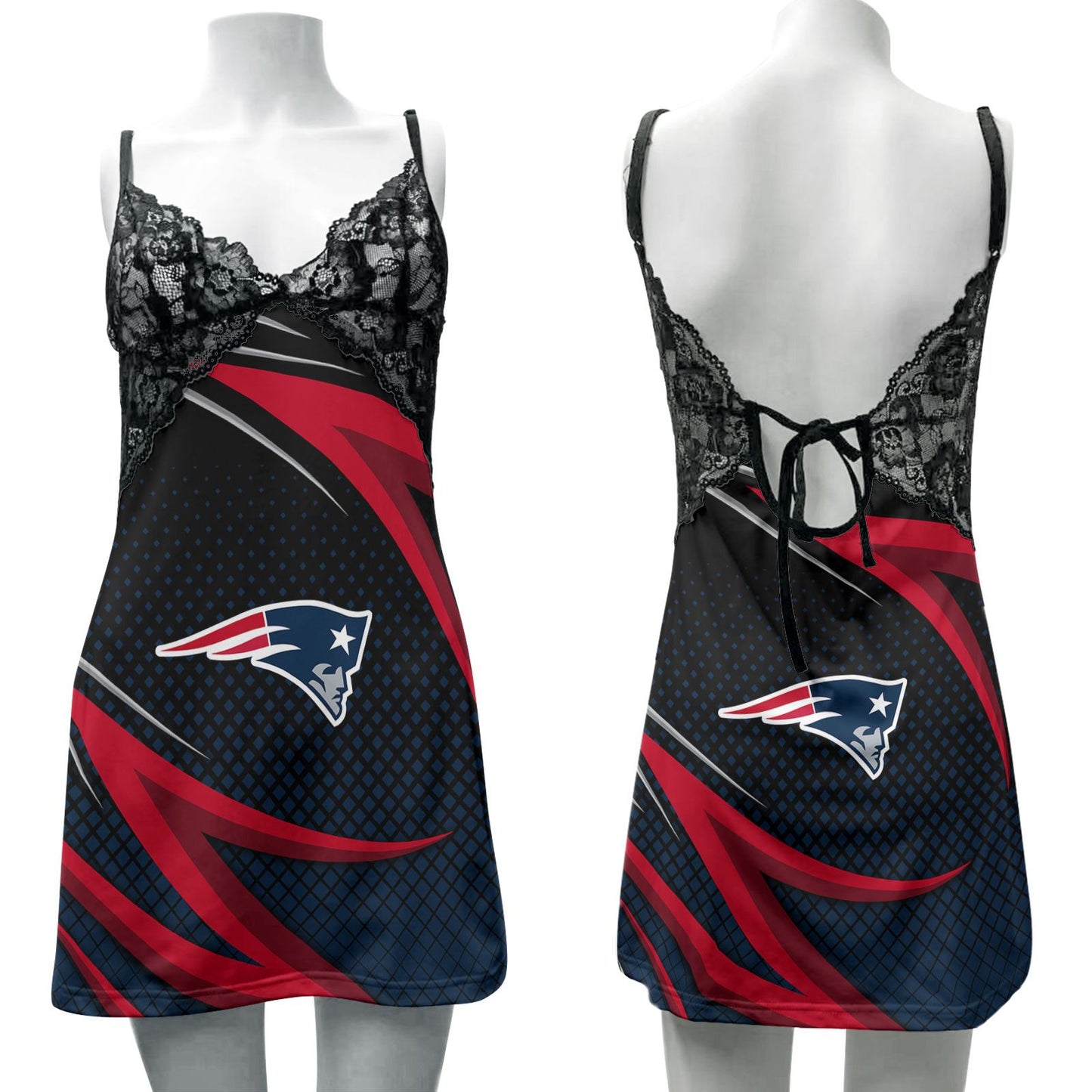 New England Patriots Lace Back Strap Slip Dress 163-2