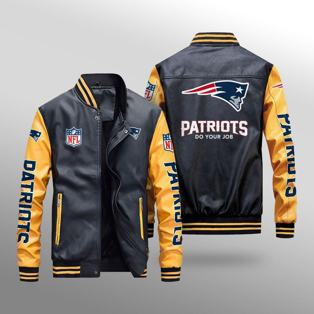 New England Patriots Leather Bomber Jacket BG14