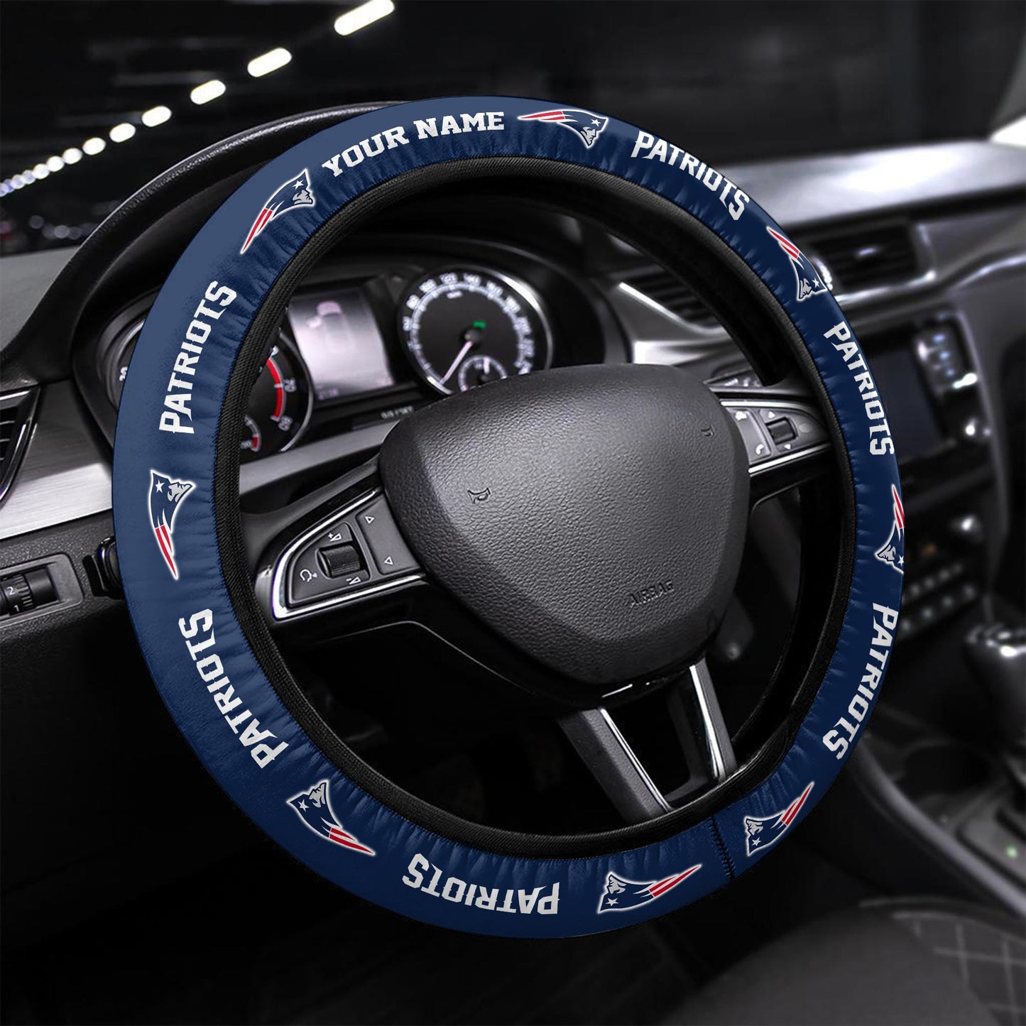 New England Patriots Personalized 3D Steering Wheel Cover 85