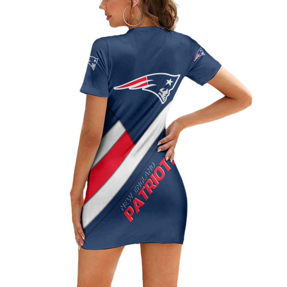 New England Patriots Short Sleeve Bodycon Mini Dress BG268