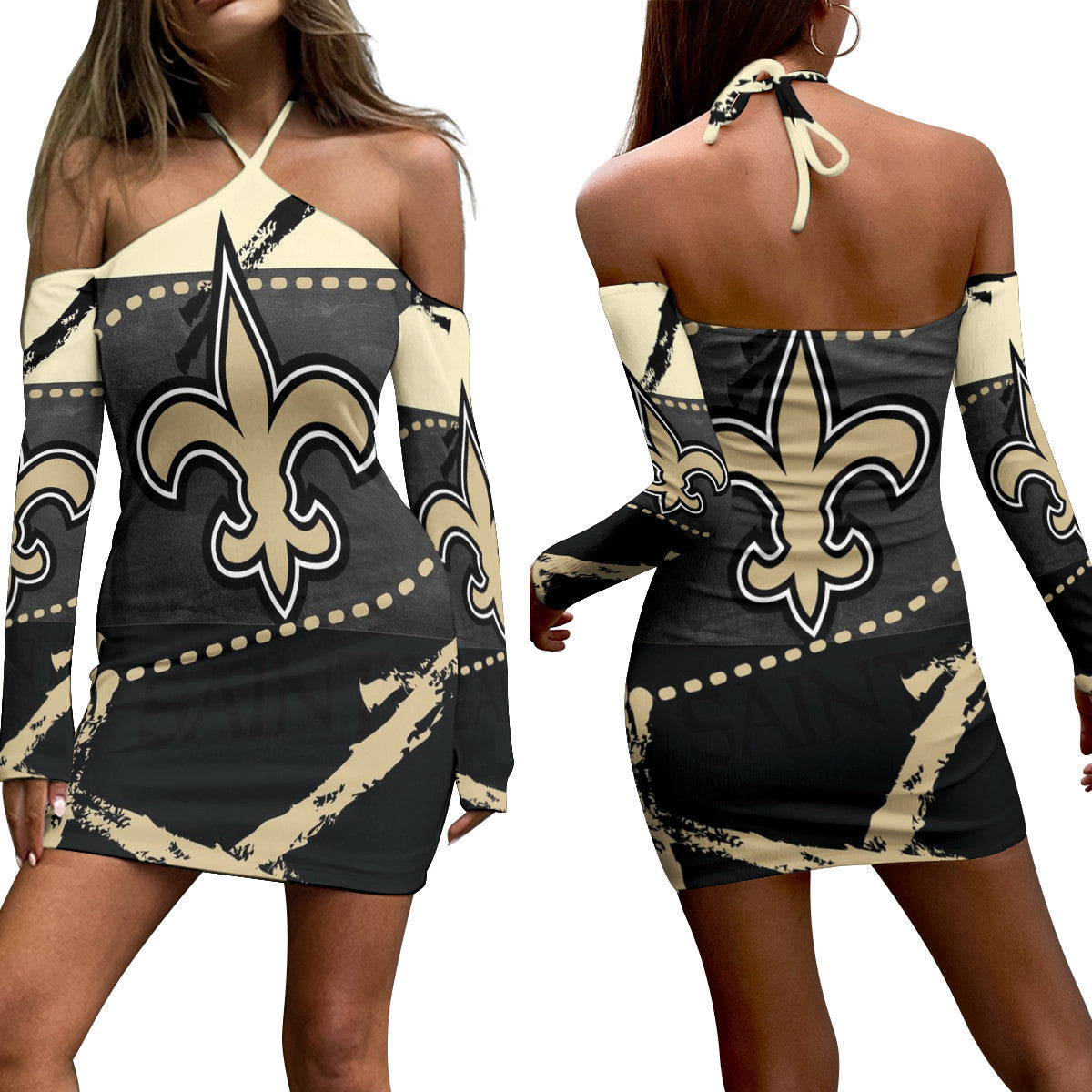 New Orleans Saints Halter Lace-up Dress 69