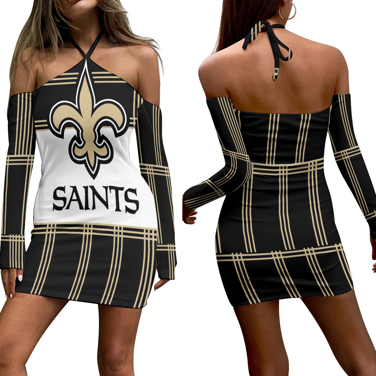 New Orleans Saints Halter Lace-up Dress 71