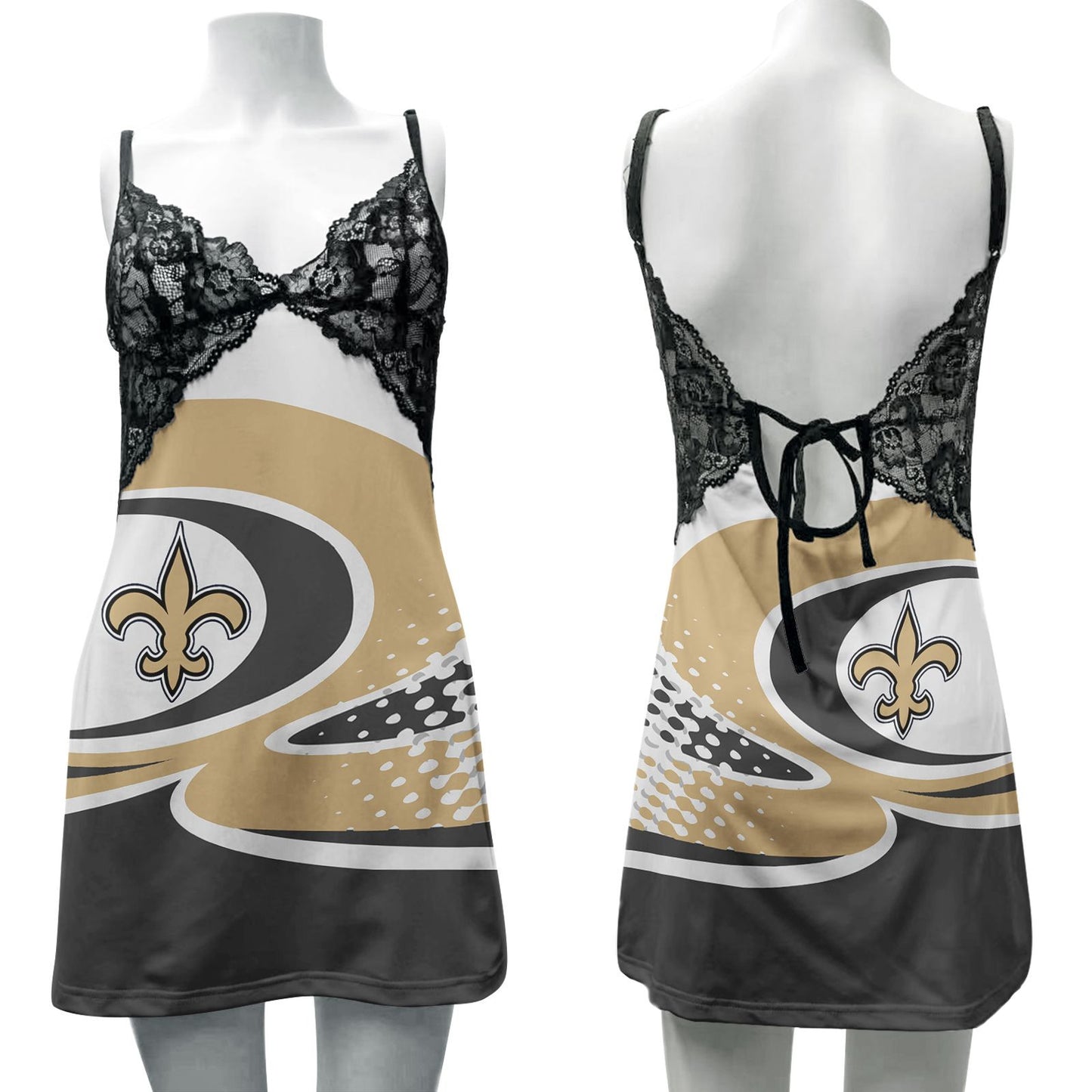 New Orleans Saints Lace Back Strap Slip Dress 160