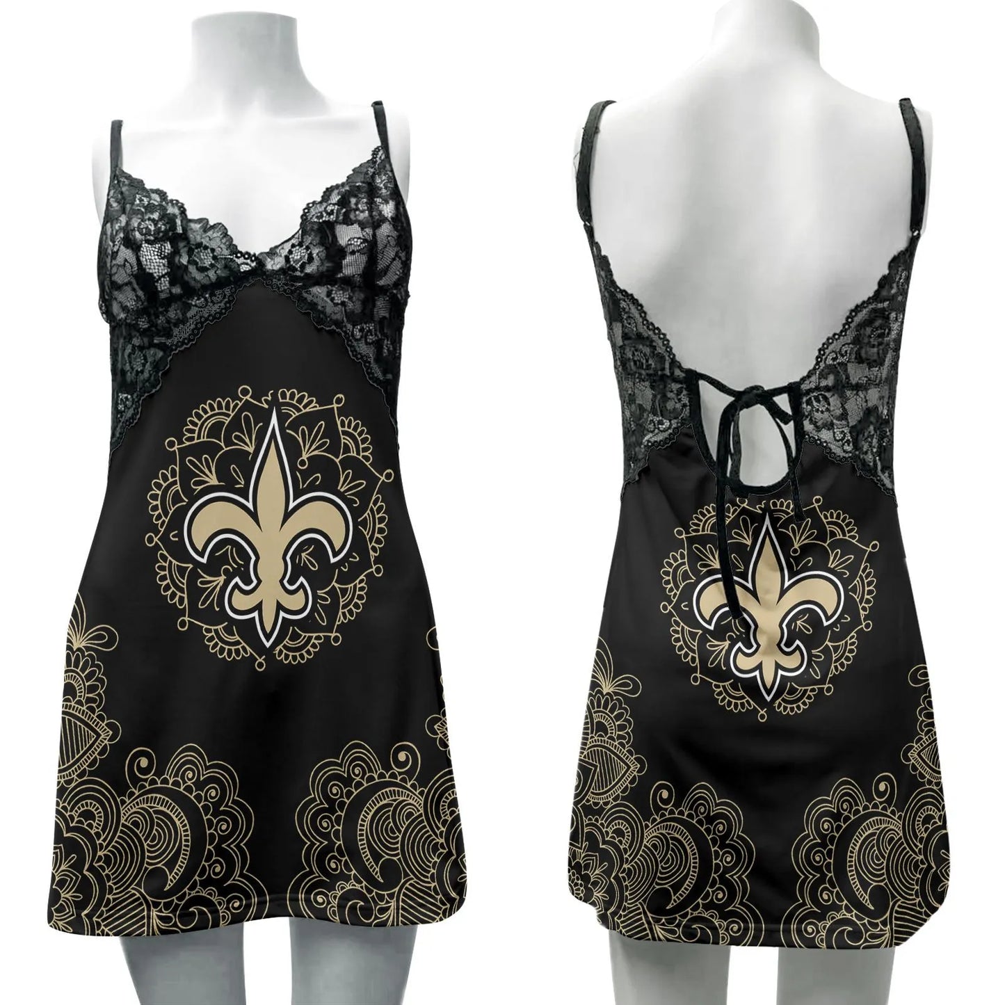 New Orleans Saints Lace Back Strap Slip Dress 230-2