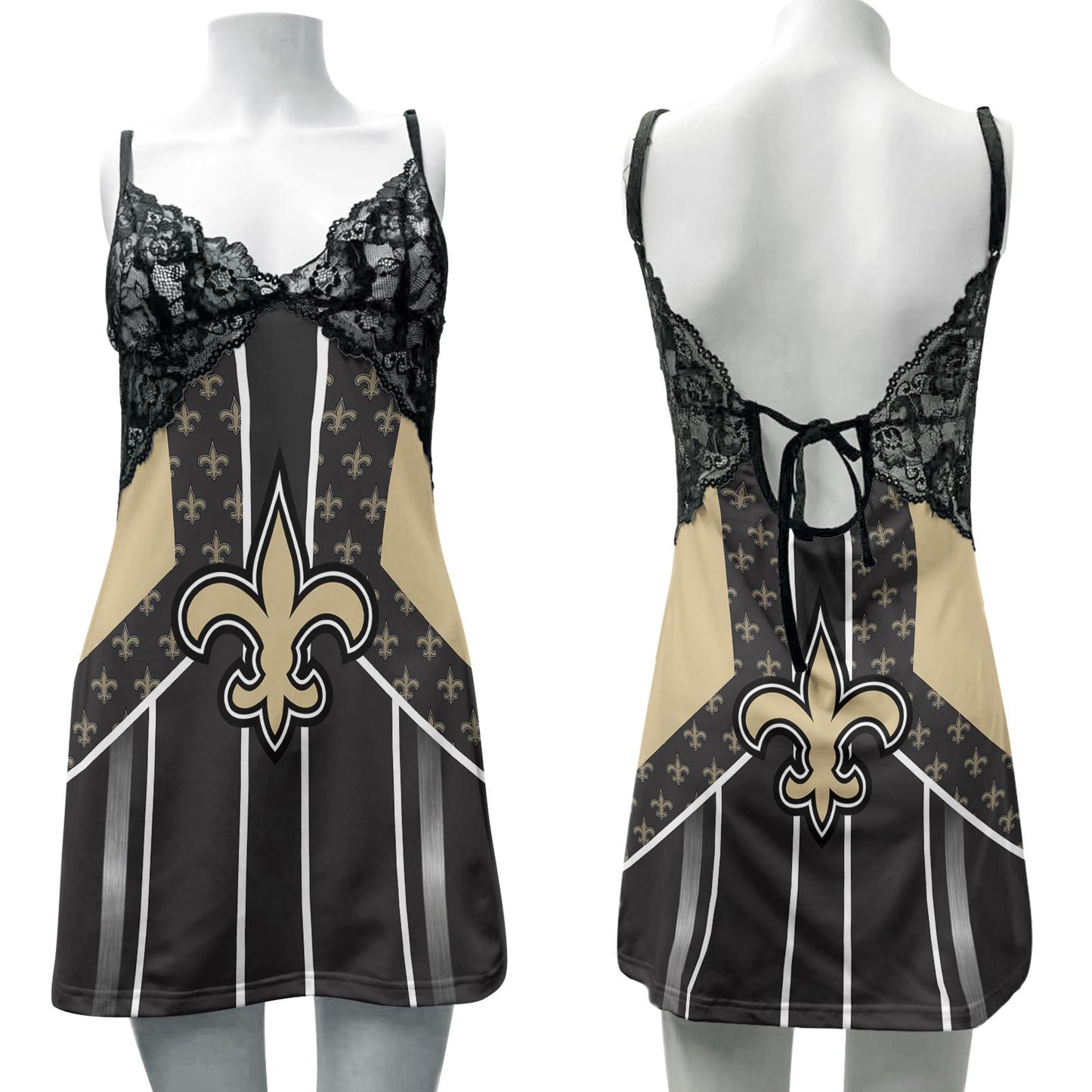New Orleans Saints Lace Back Strap Slip Dress 403