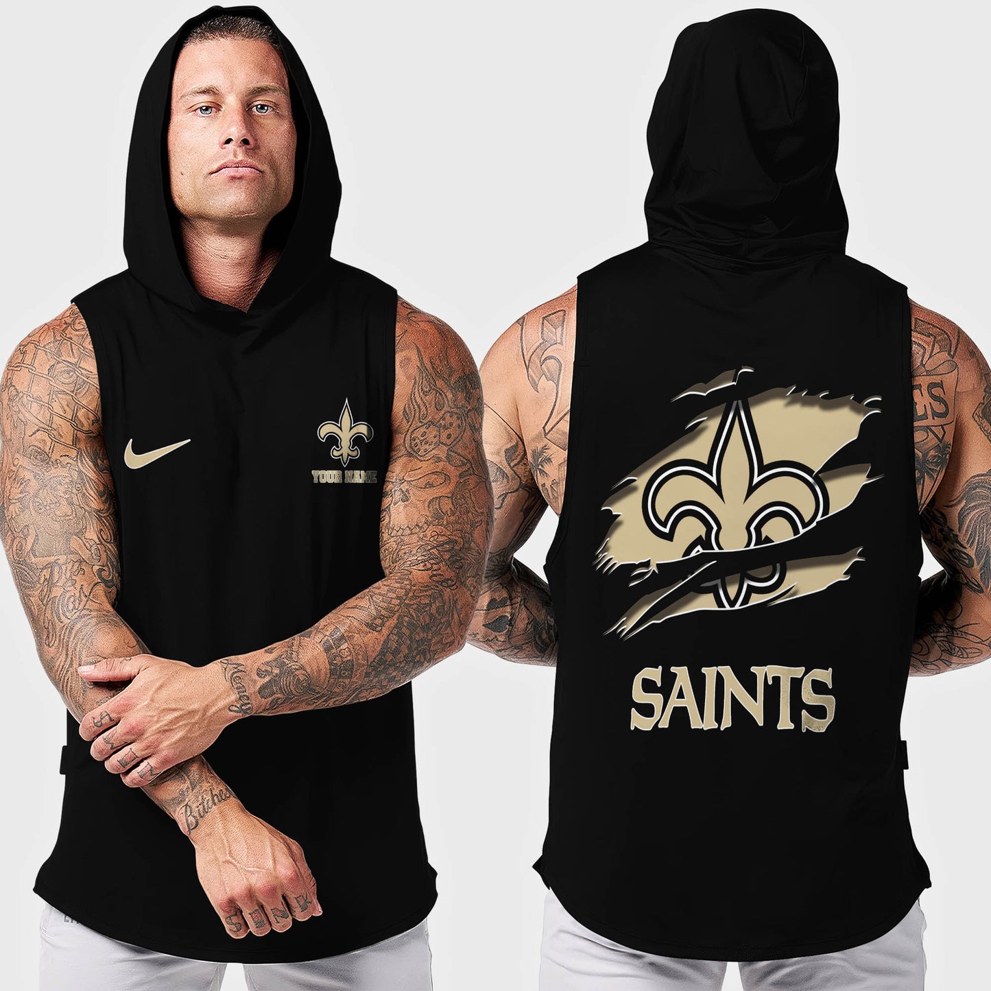New Orleans Saints Men Workout Hooded Tank Top AZMGSH023