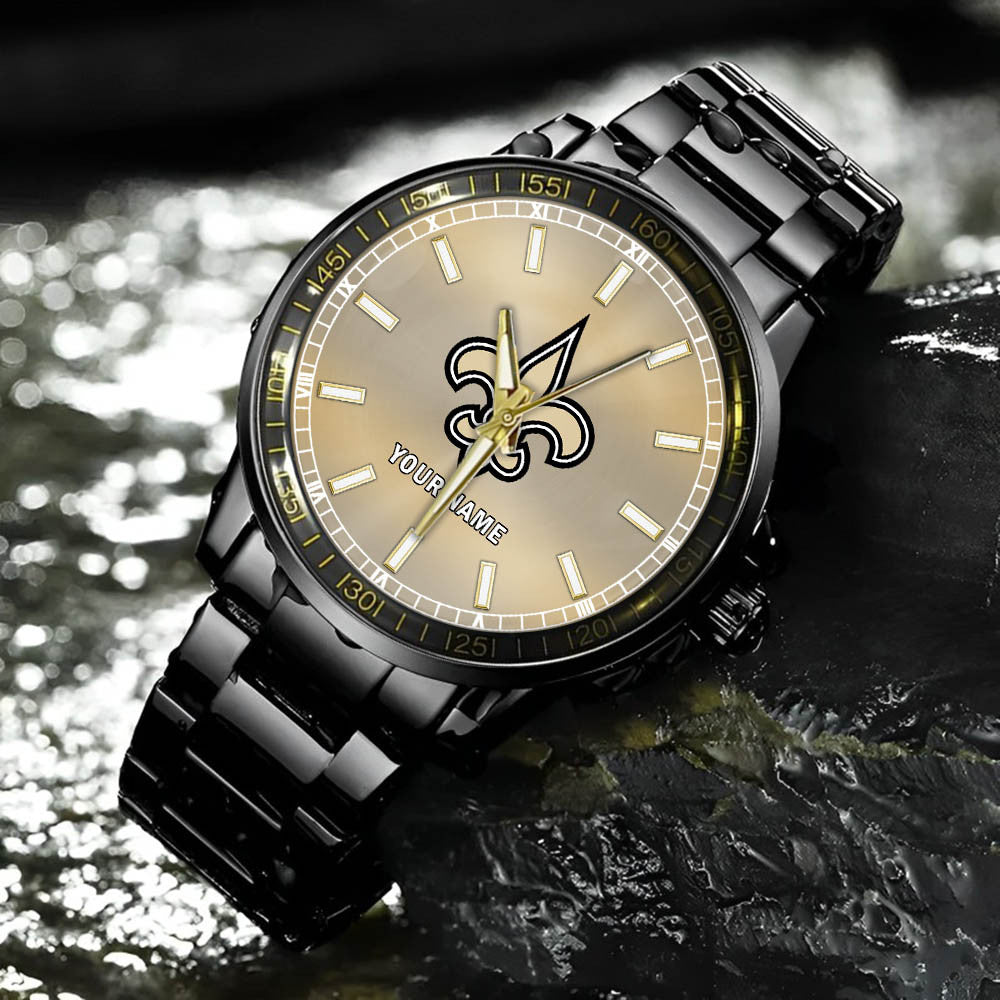 New Orleans Saints Black Fashion Watch Gifts For Sport Fans AZWATCH048