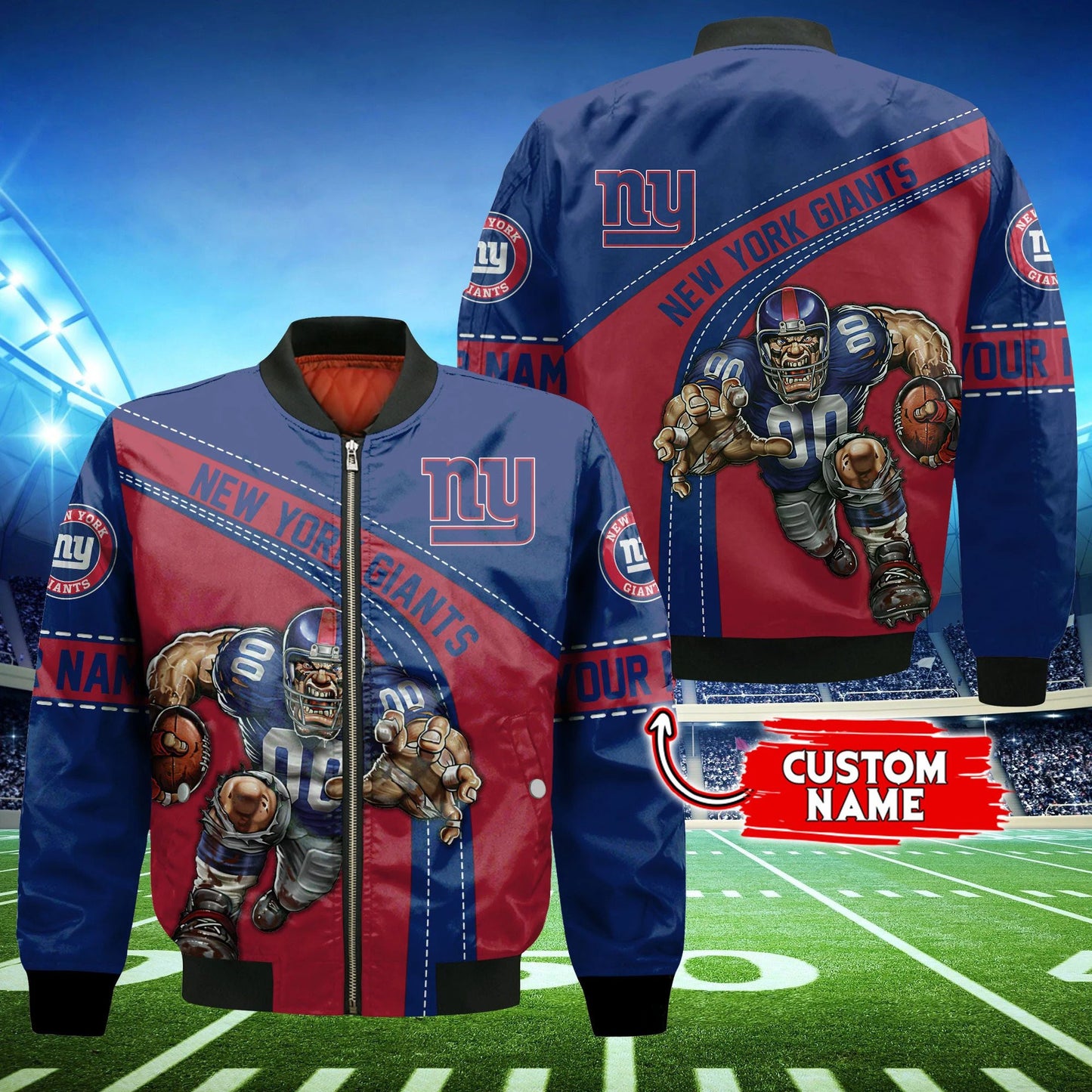 New York Giants Personalized Thick Bomber Jacket CS131