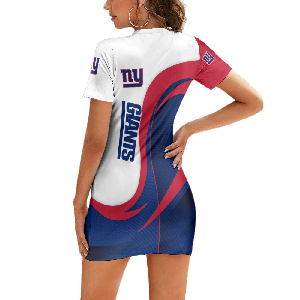 New York Giants Short Sleeve Bodycon Mini Dress BG246