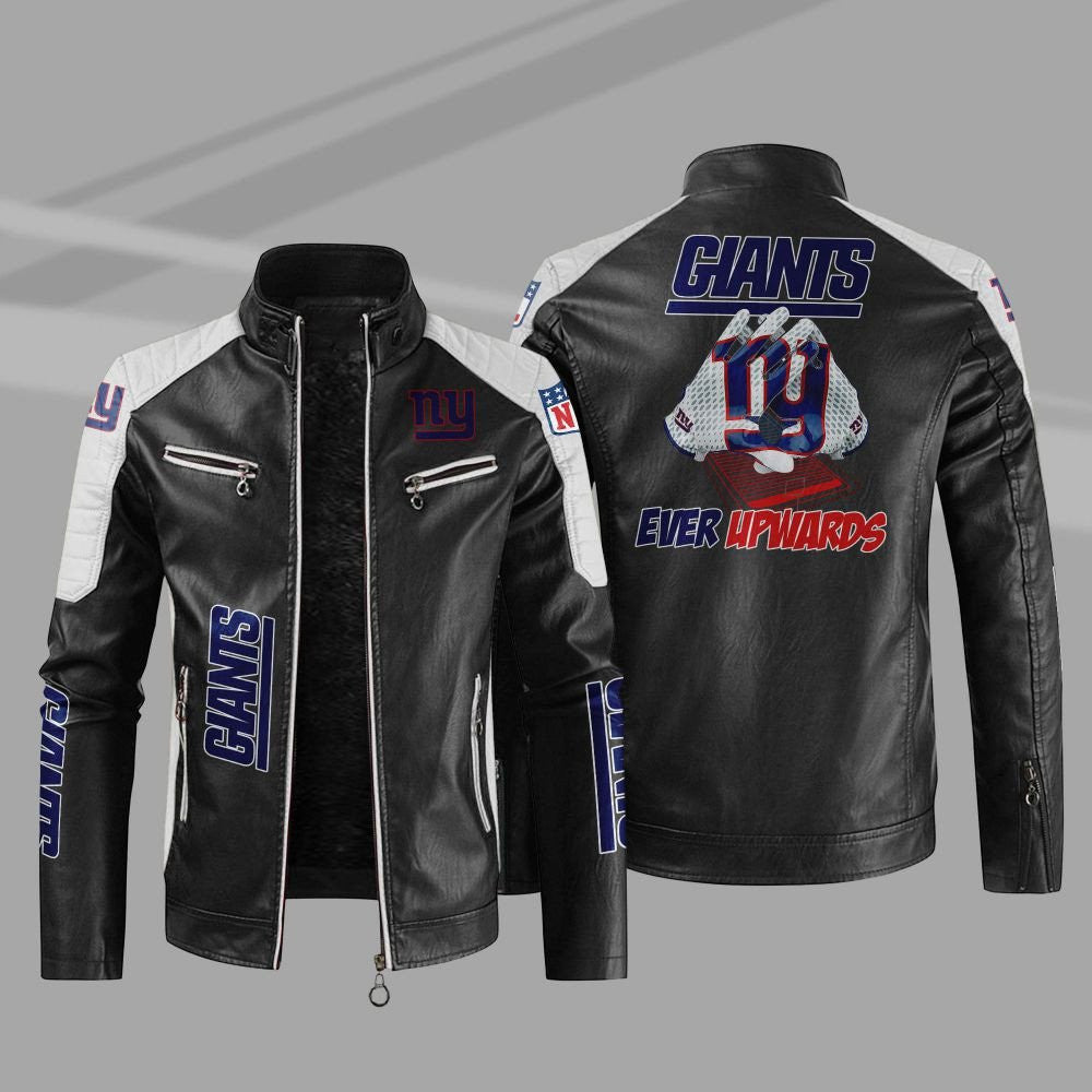 New York Giants Stand Collar Leather Jacket BG16