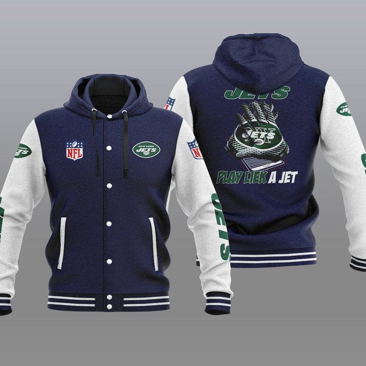 New York Jets Hooded Button Jacket with Hood 21