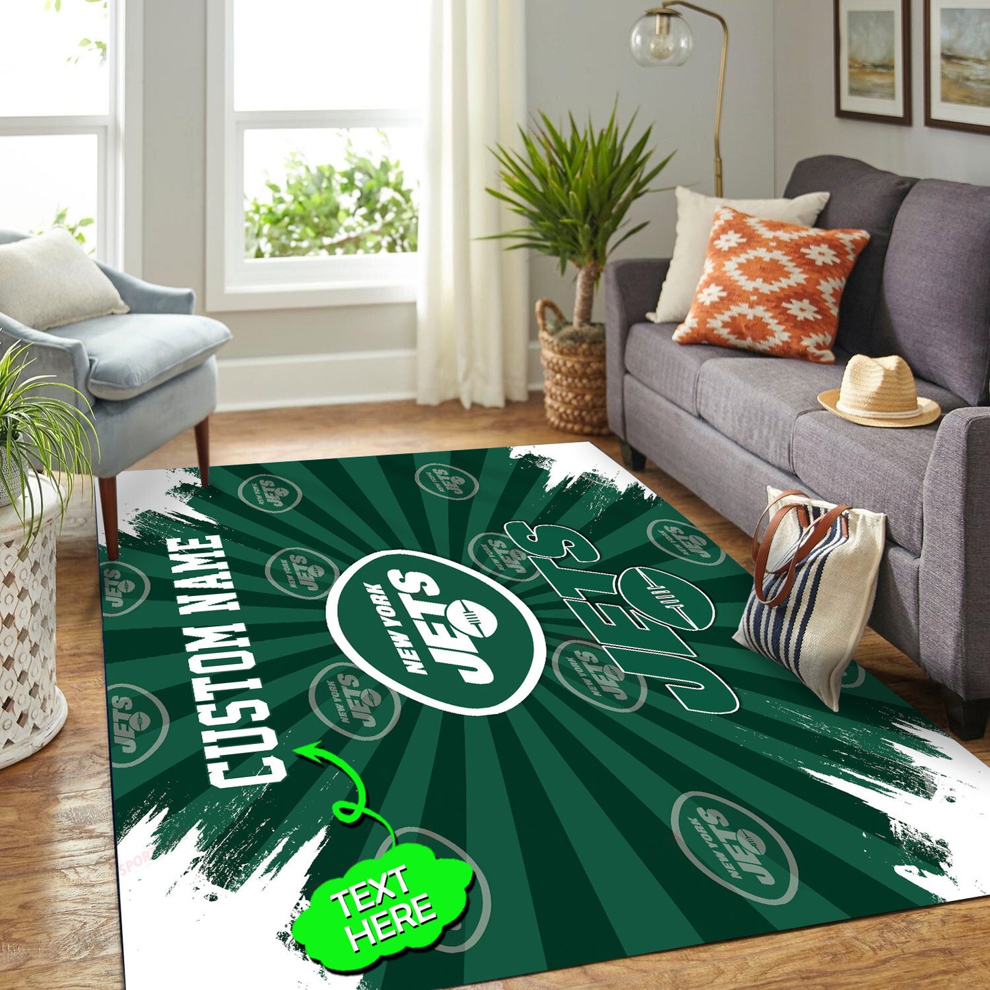 New York Jets Personalized Premium Rectangle Rug 65