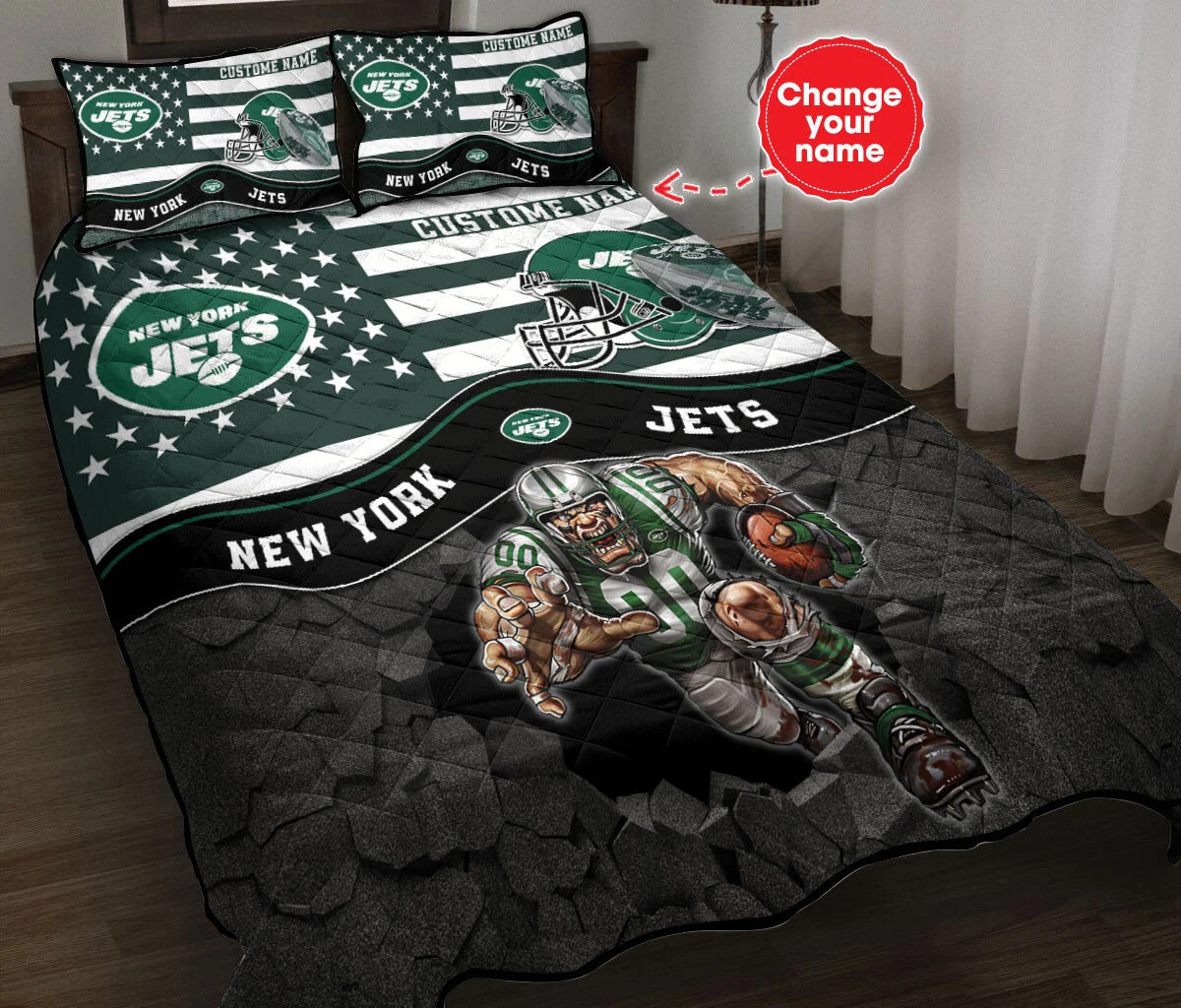New York Jets Personalized Quilt Set BG25