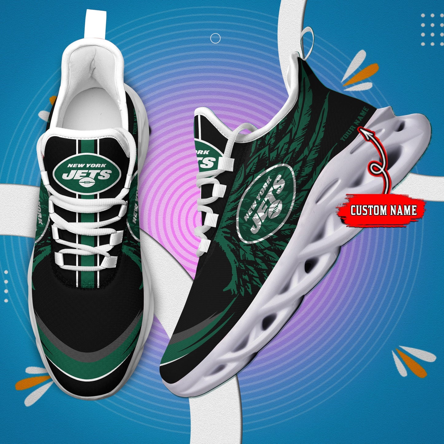 New York Jets Personalized Yezy Running Sneakers BB675