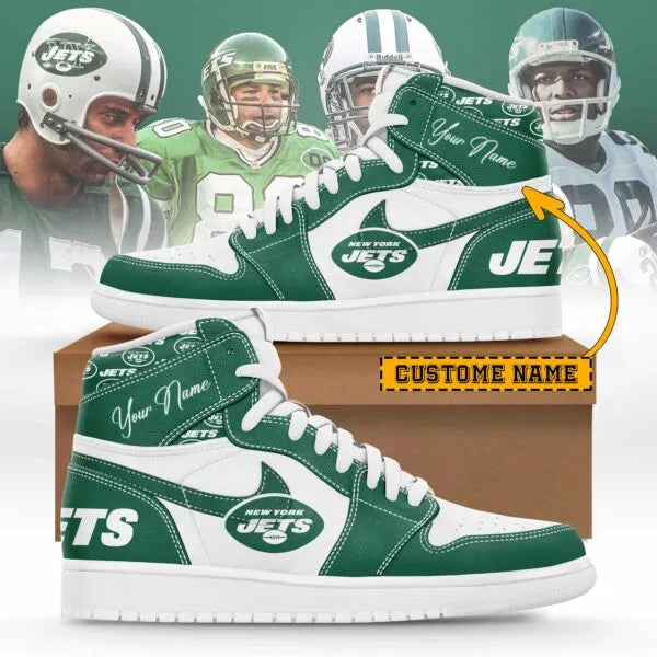 New York Jets Limited Edition High AJ1 Shoes with Custom Name AZBTAJ1SEW000025