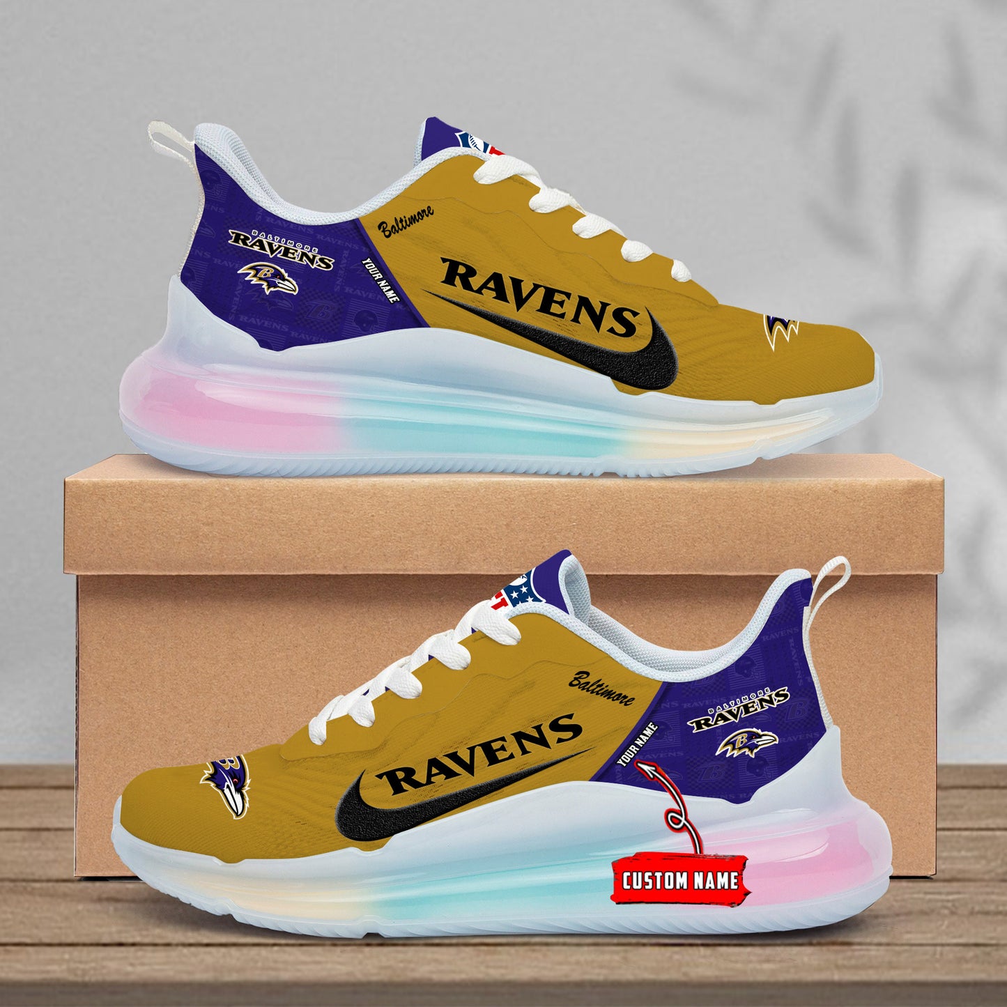 Baltimore Ravens Rainbow Cushion Running Shoes AZBTCRS00003