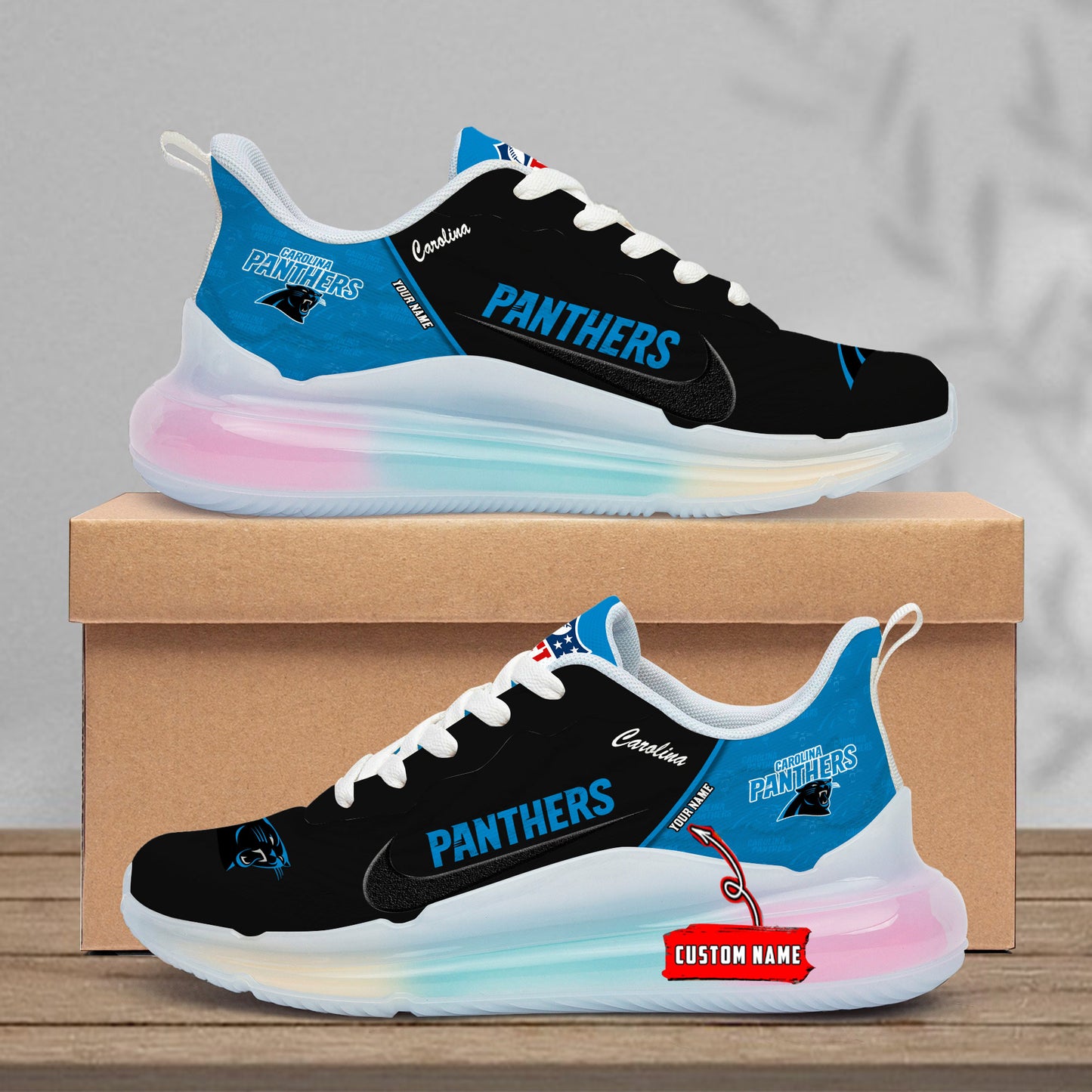 Carolina Panthers Rainbow Cushion Running Shoes AZBTCRS00005