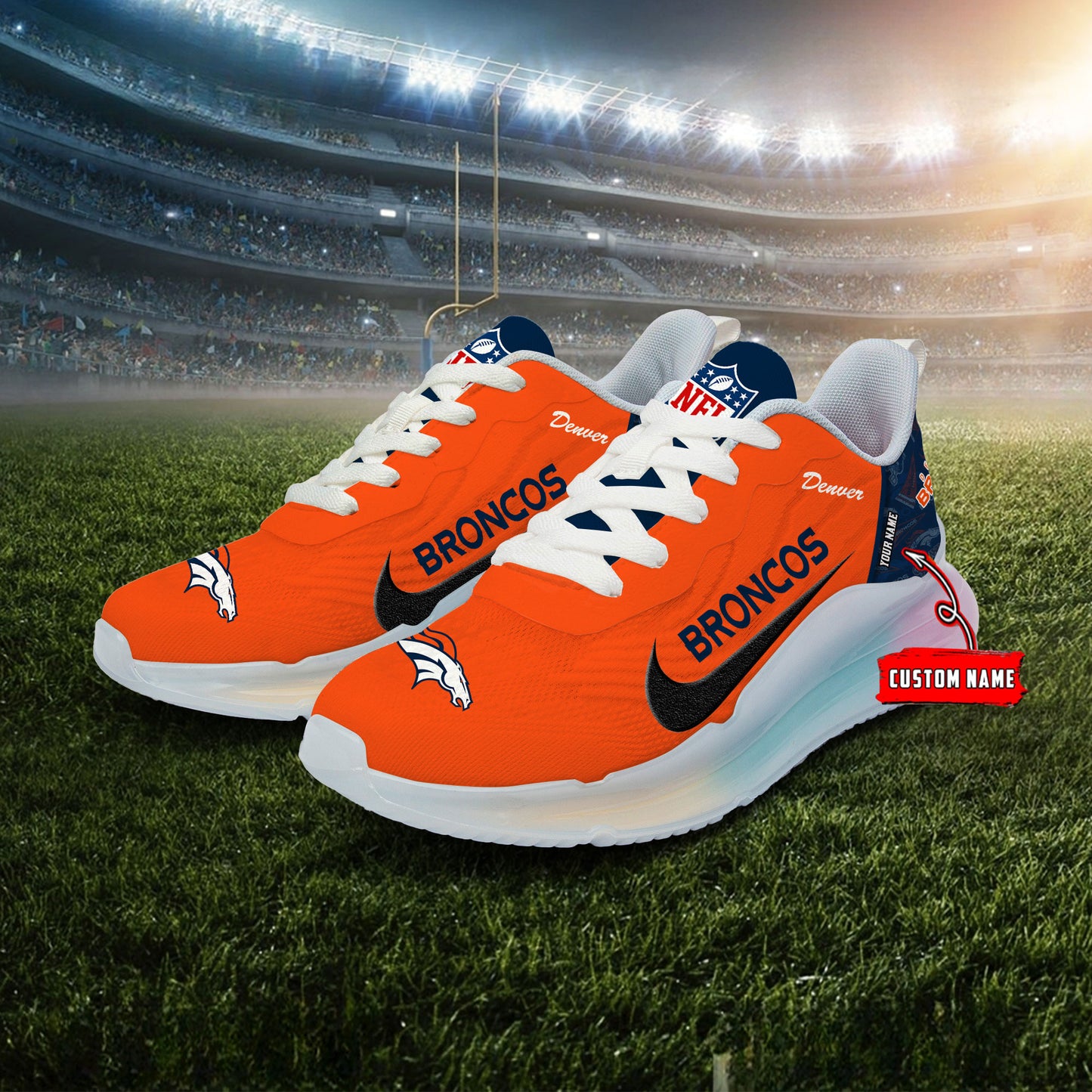 Denver Broncos Rainbow Cushion Running Shoes AZBTCRS00010