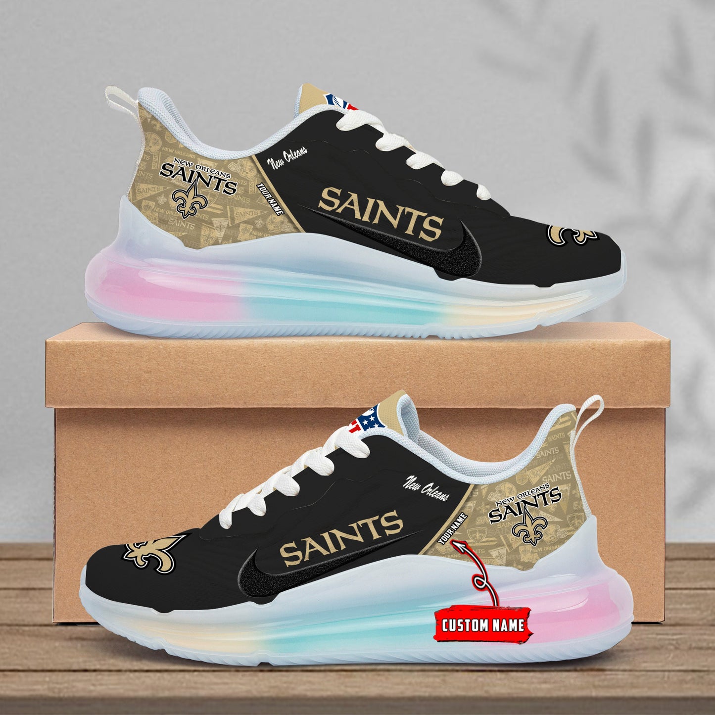 New Orleans Saints Rainbow Cushion Running Shoes AZBTCRS00020