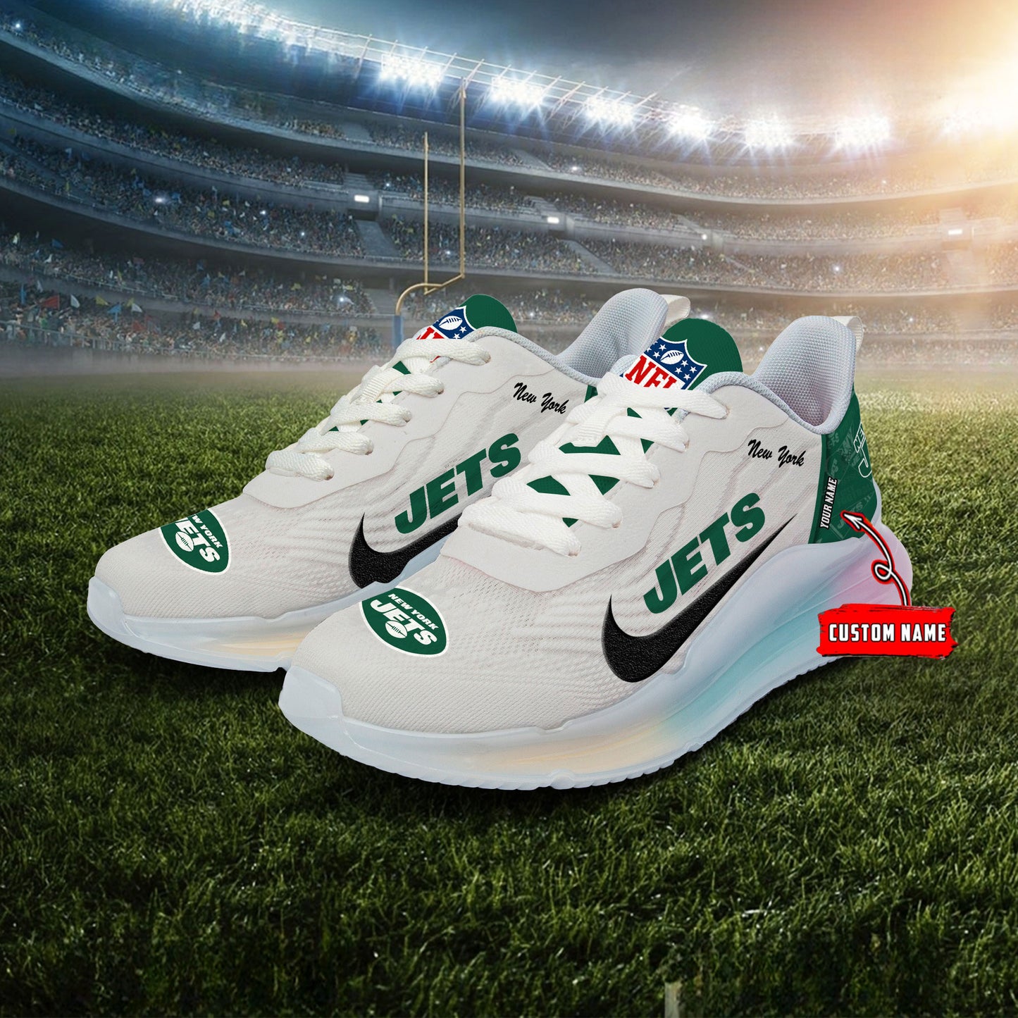 New York Jets Rainbow Cushion Running Shoes AZBTCRS00022