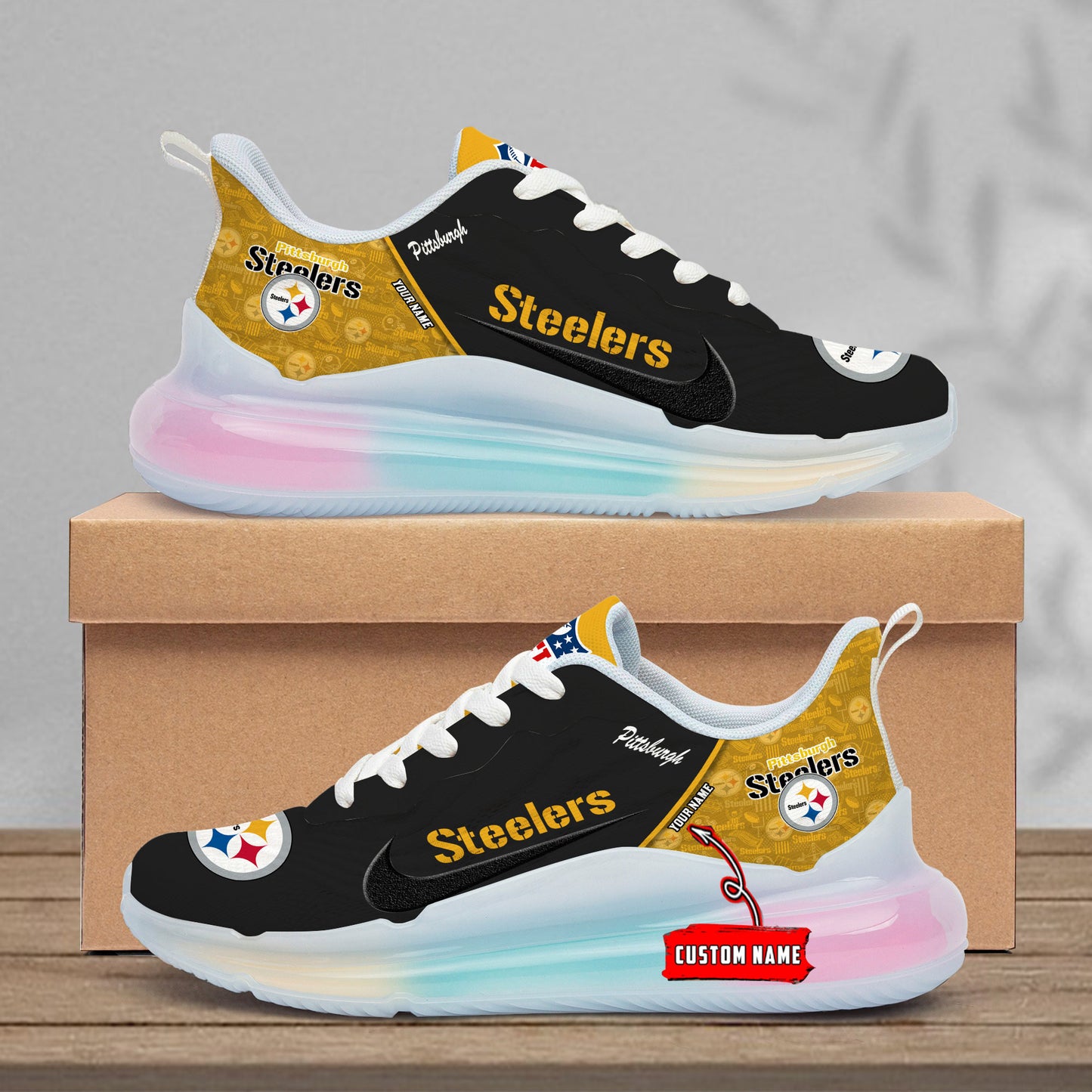 Pittsburgh Steelers Rainbow Cushion Running Shoes AZBTCRS00025