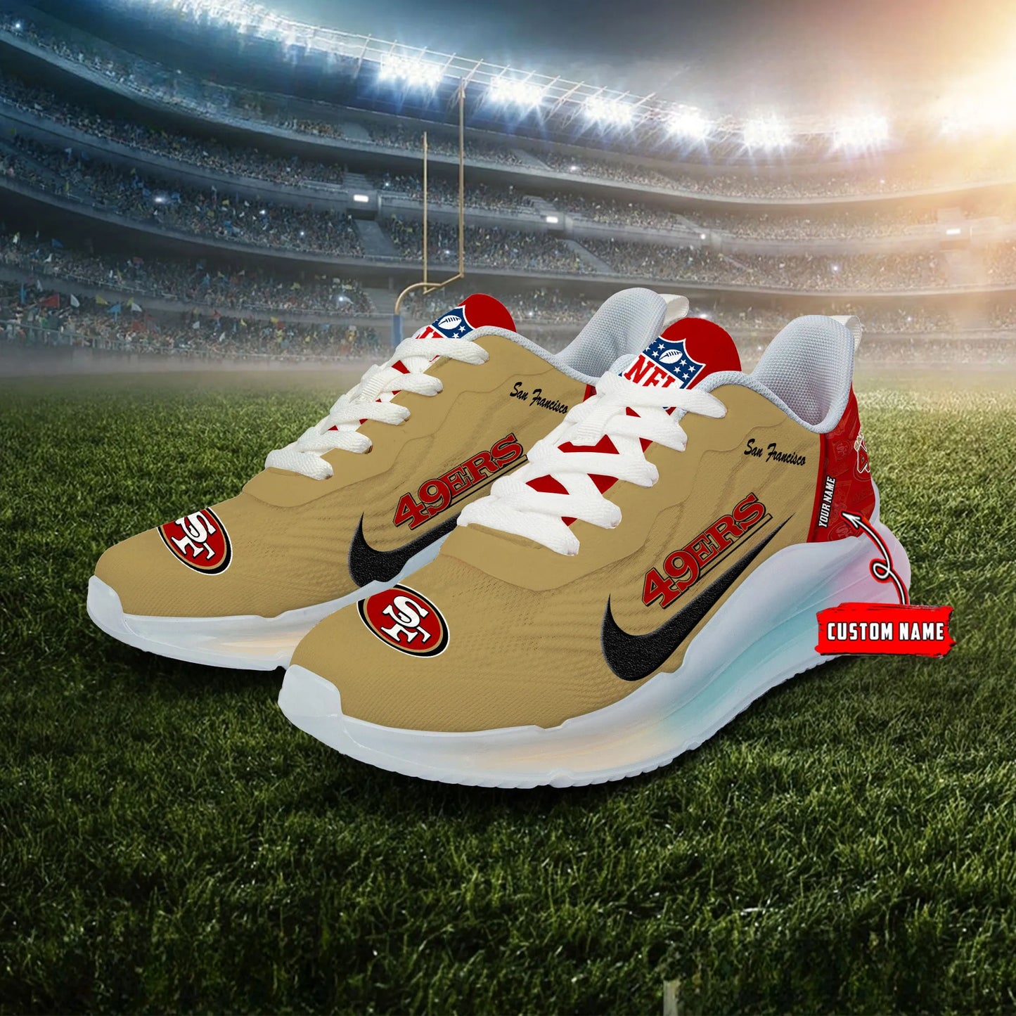 San Francisco 49ers Rainbow Cushion Running Shoes AZBTCRS00028