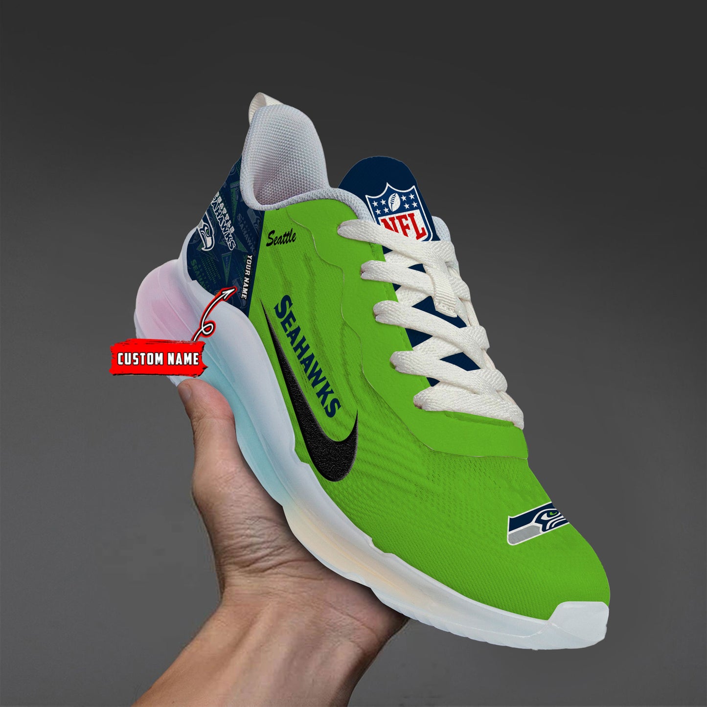 Seattle seahawks Rainbow Cushion Running Shoes AZBTCRS00029