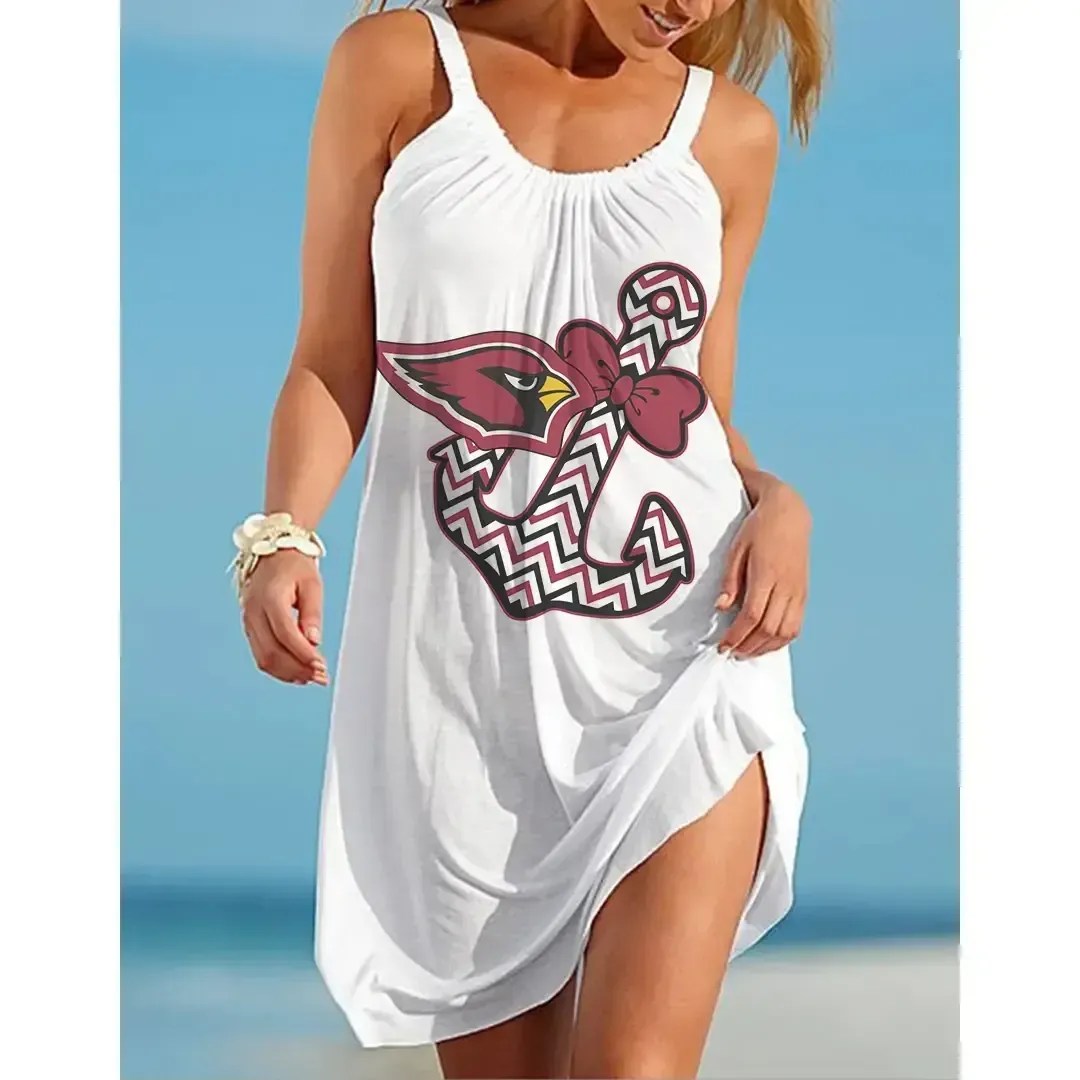 NFL Arizona Cardinals Print Halter Beach Dress 68