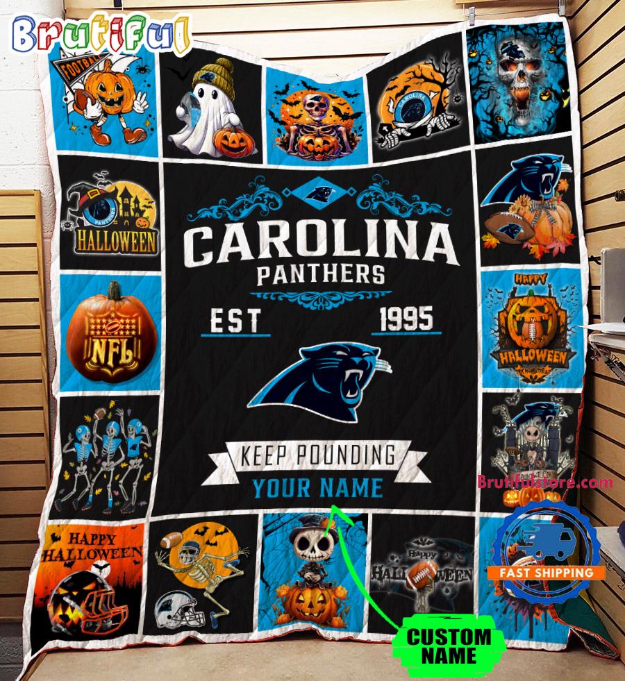 Carolina Panthers Special Pumpkin Halloween Quilt Blanket AZBTQLT000005