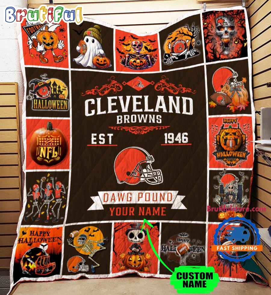 Cleveland Browns Special Pumpkin Halloween Quilt Blanket AZBTQLT000008