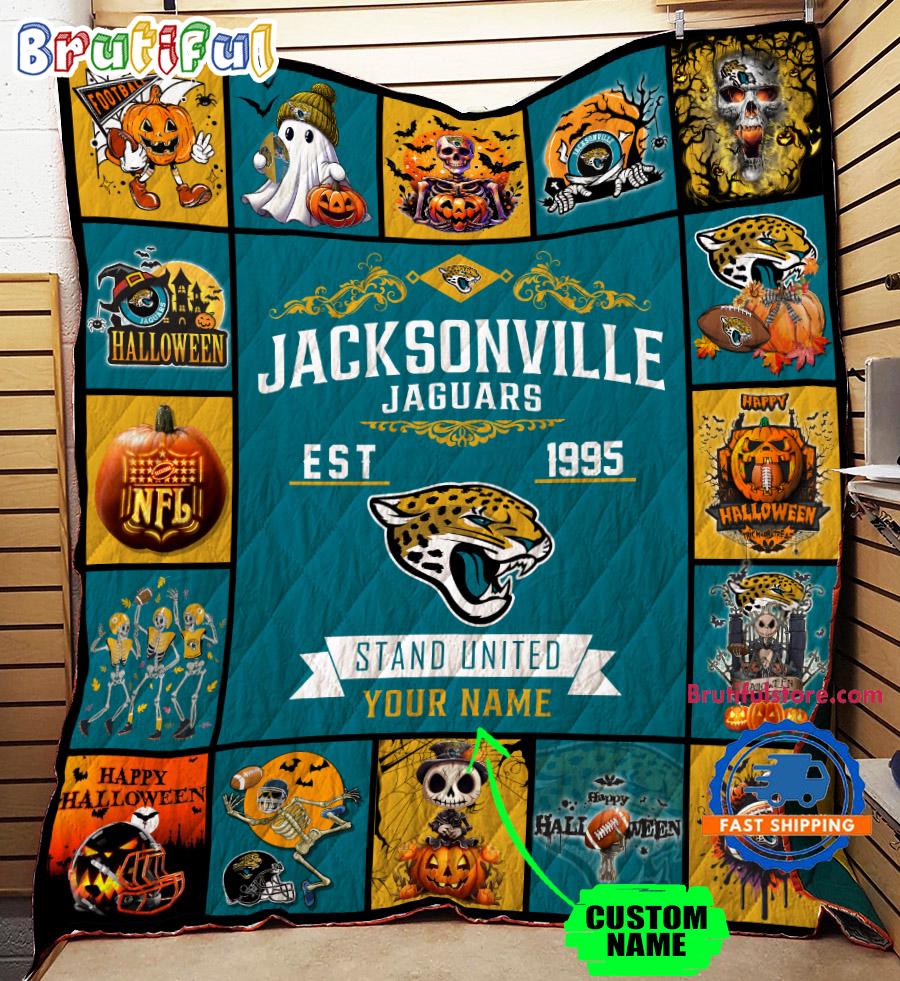 Jacksonville Jaguars Special Pumpkin Halloween Quilt Blanket AZBTQLT000015